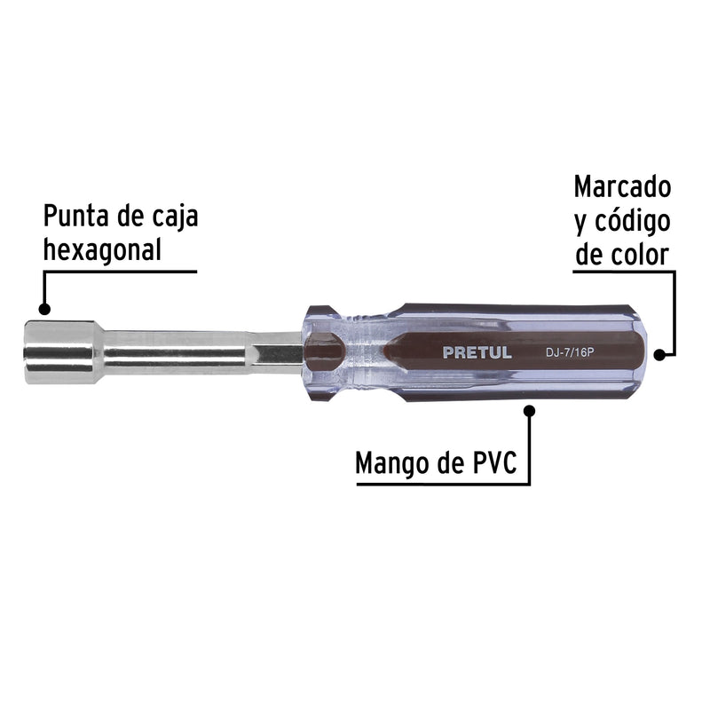 Desarmador de caja 7/16" mango de PVC,  Pretul