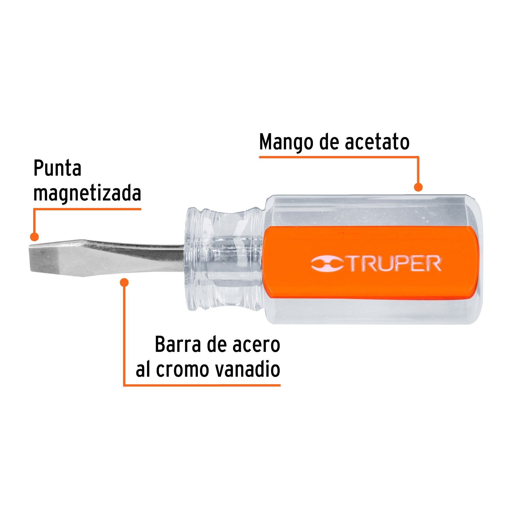 Desarmador plano 1/4" x 1-1/2" mango de acetato, Truper
