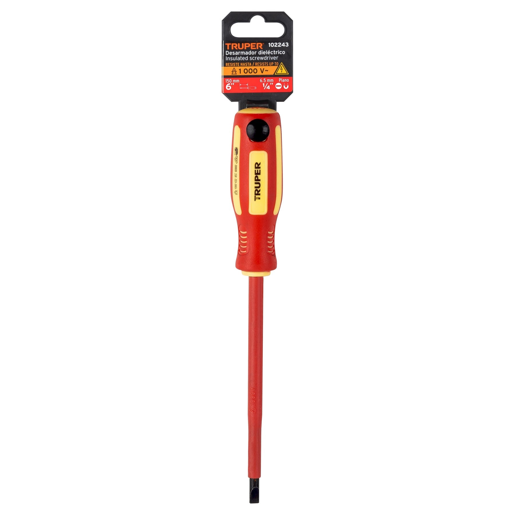 Desarmador dieléctrico plano 1/4" x 6", Truper