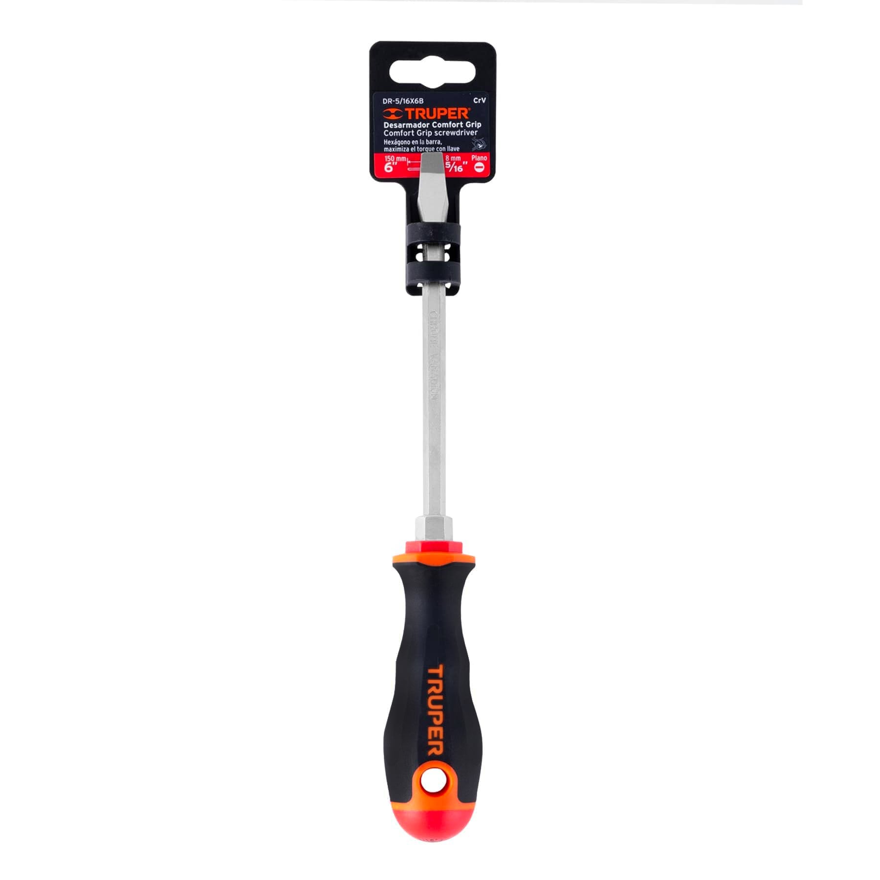 Desarmador plano 5/16" x 6" mango Comfort Grip, Truper