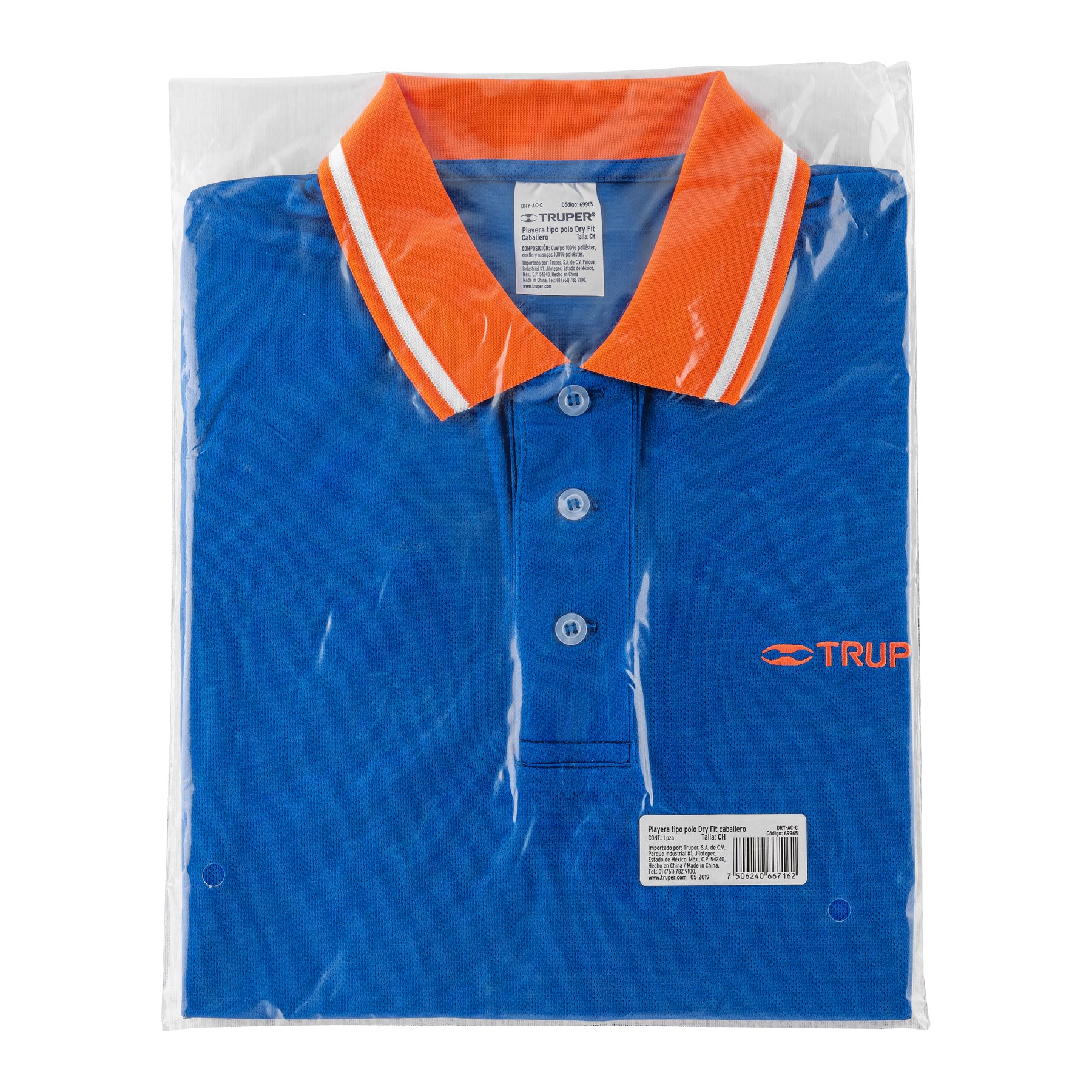 Playera polo performance para hombre, azul, CH, Truper