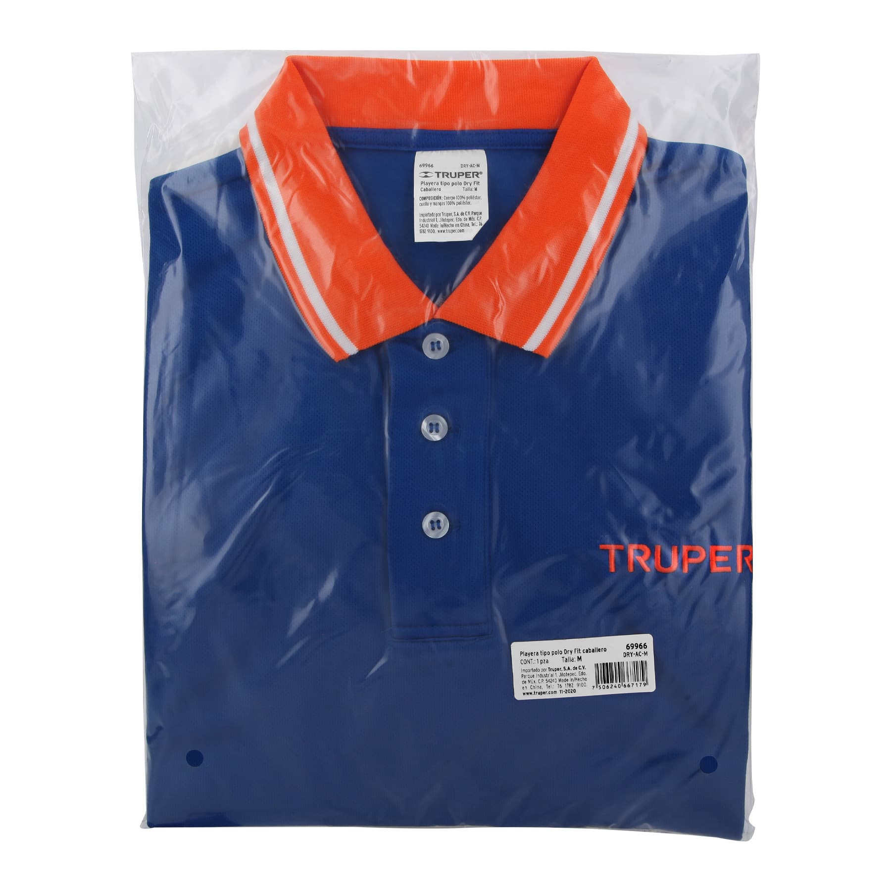 Playera polo performance para hombre, azul, M, Truper
