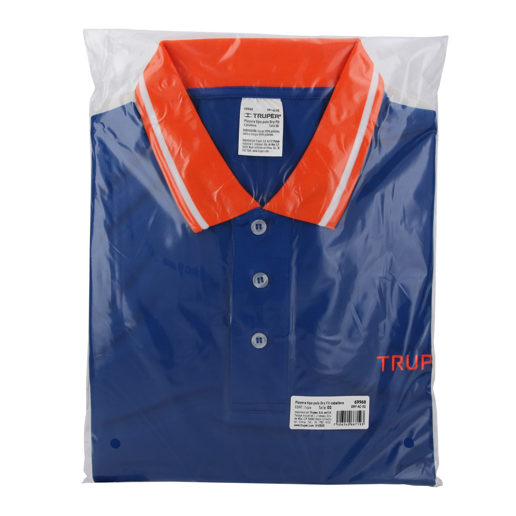 Playera polo performance para hombre, azul, EG, Truper