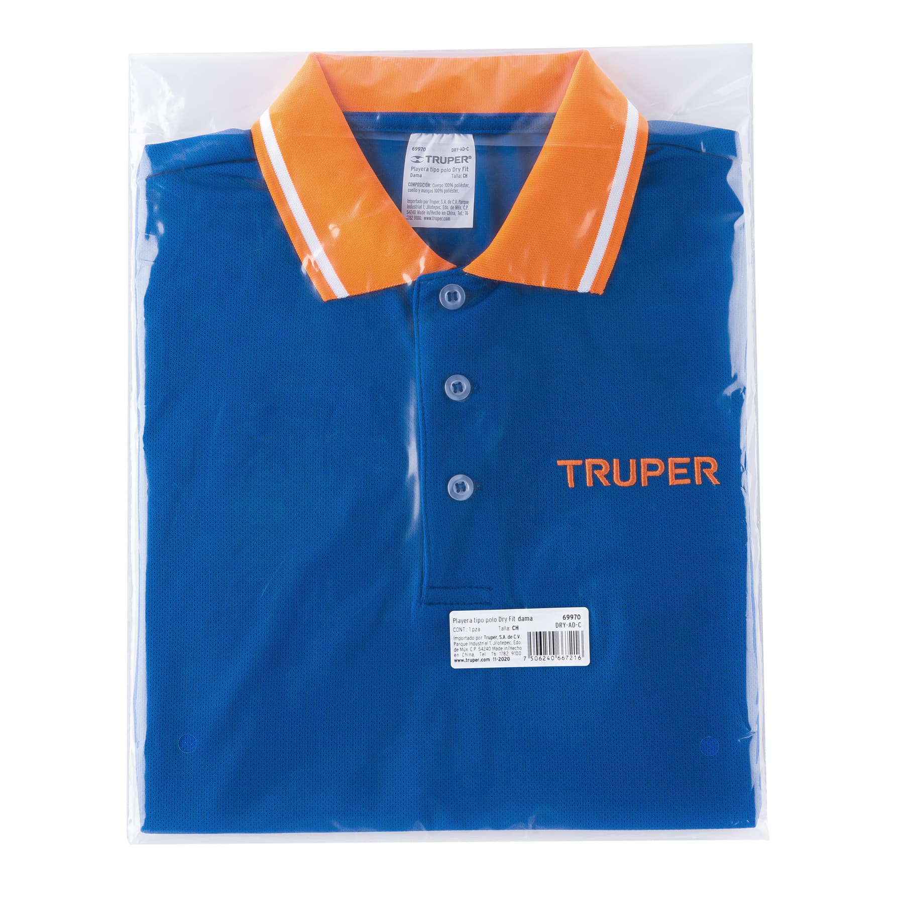 Playera polo performance para mujer, azul, CH, Truper