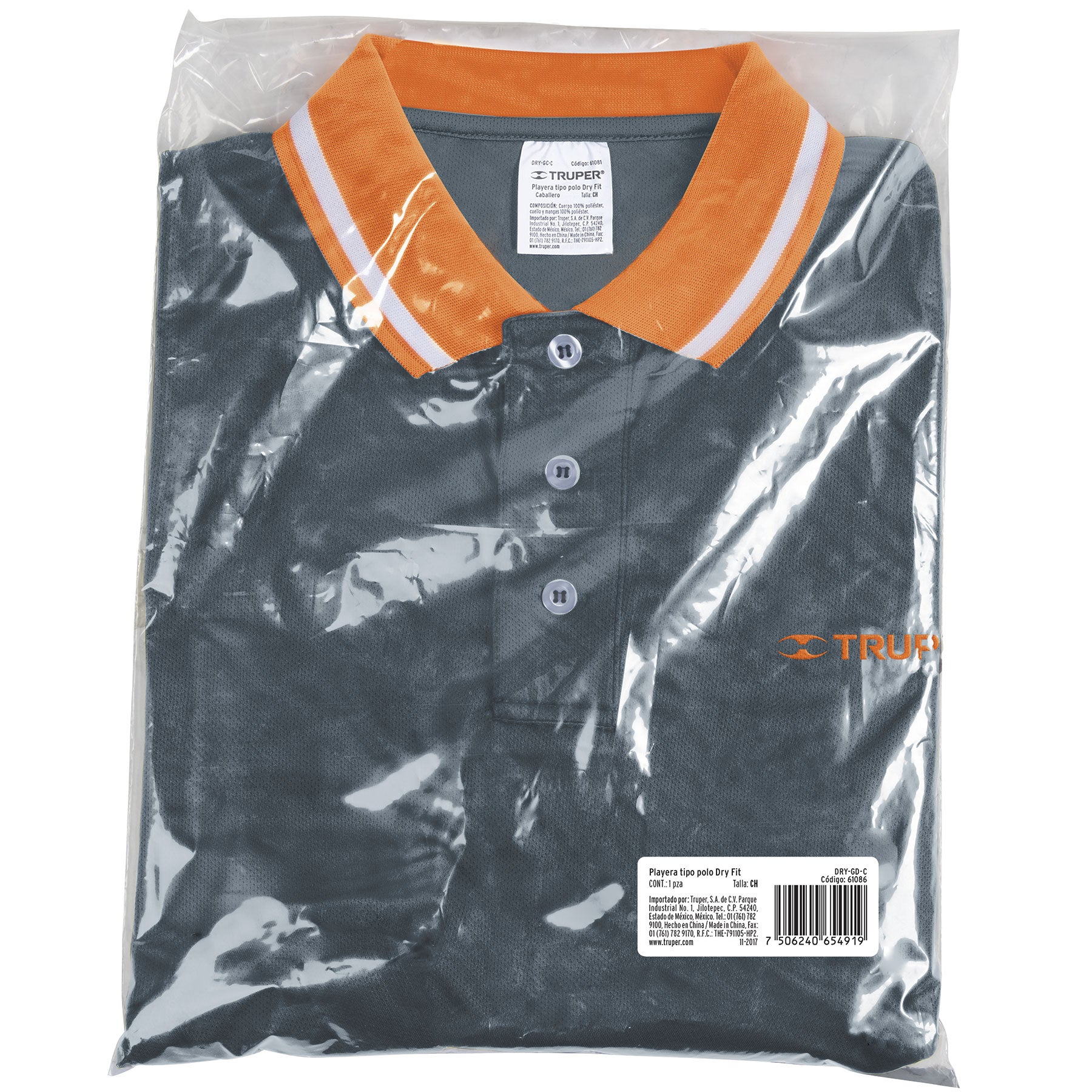 Playera tipo polo dry fit gris para caballero talla CH