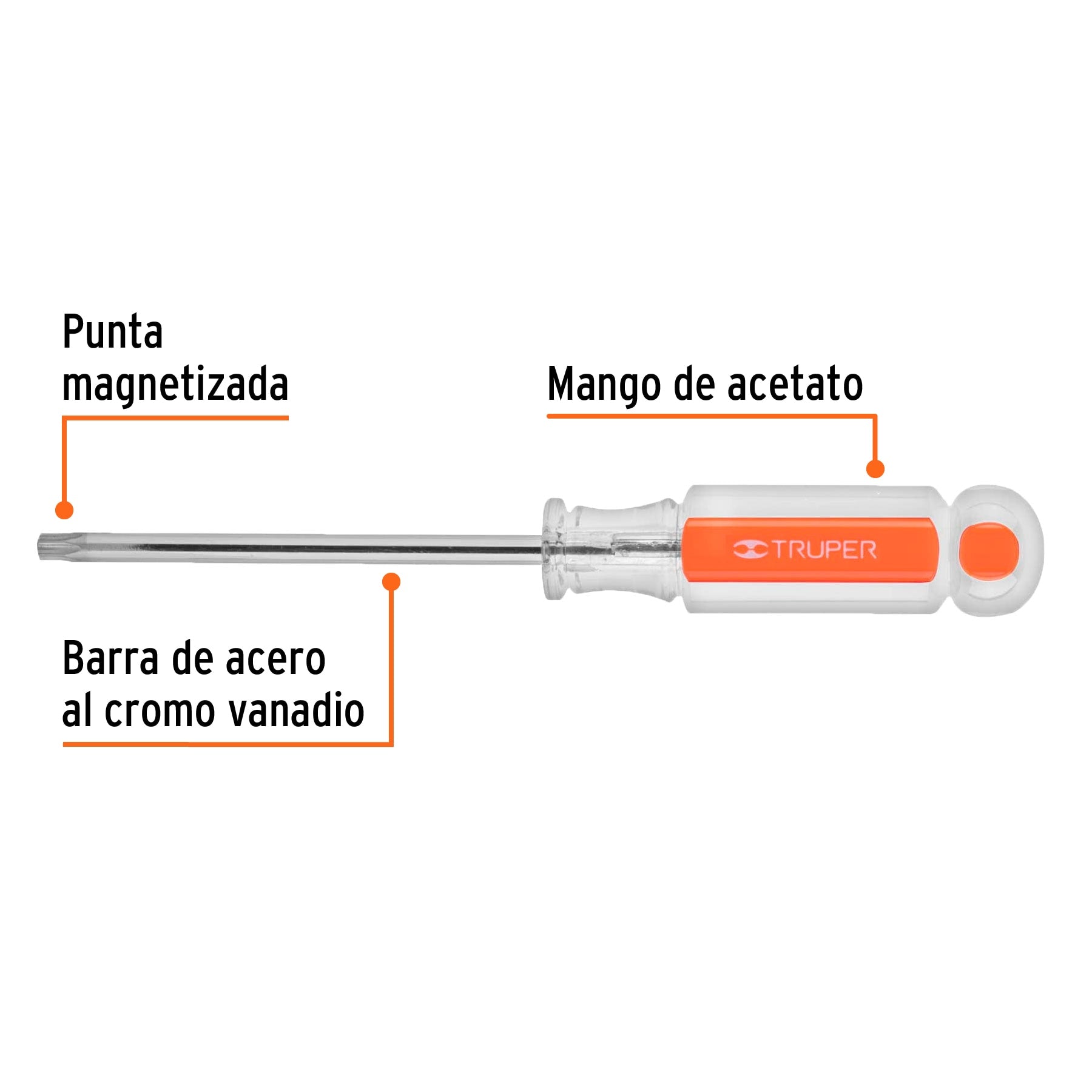 Desarmador punta Torx T 30 mango de acetato, Truper