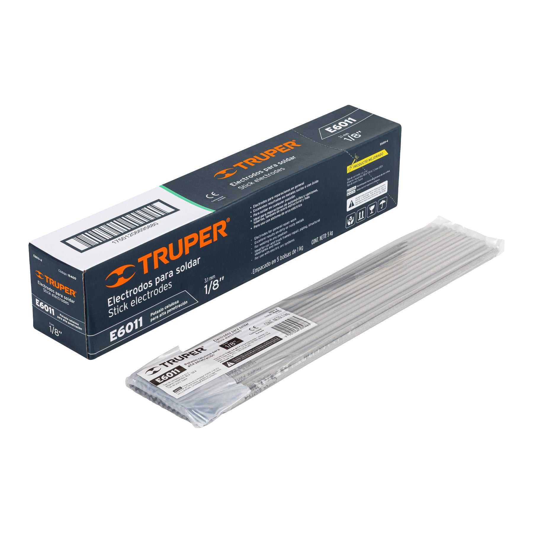 Bolsa con 1 kg de electrodos 6011 de 1/8", Truper
