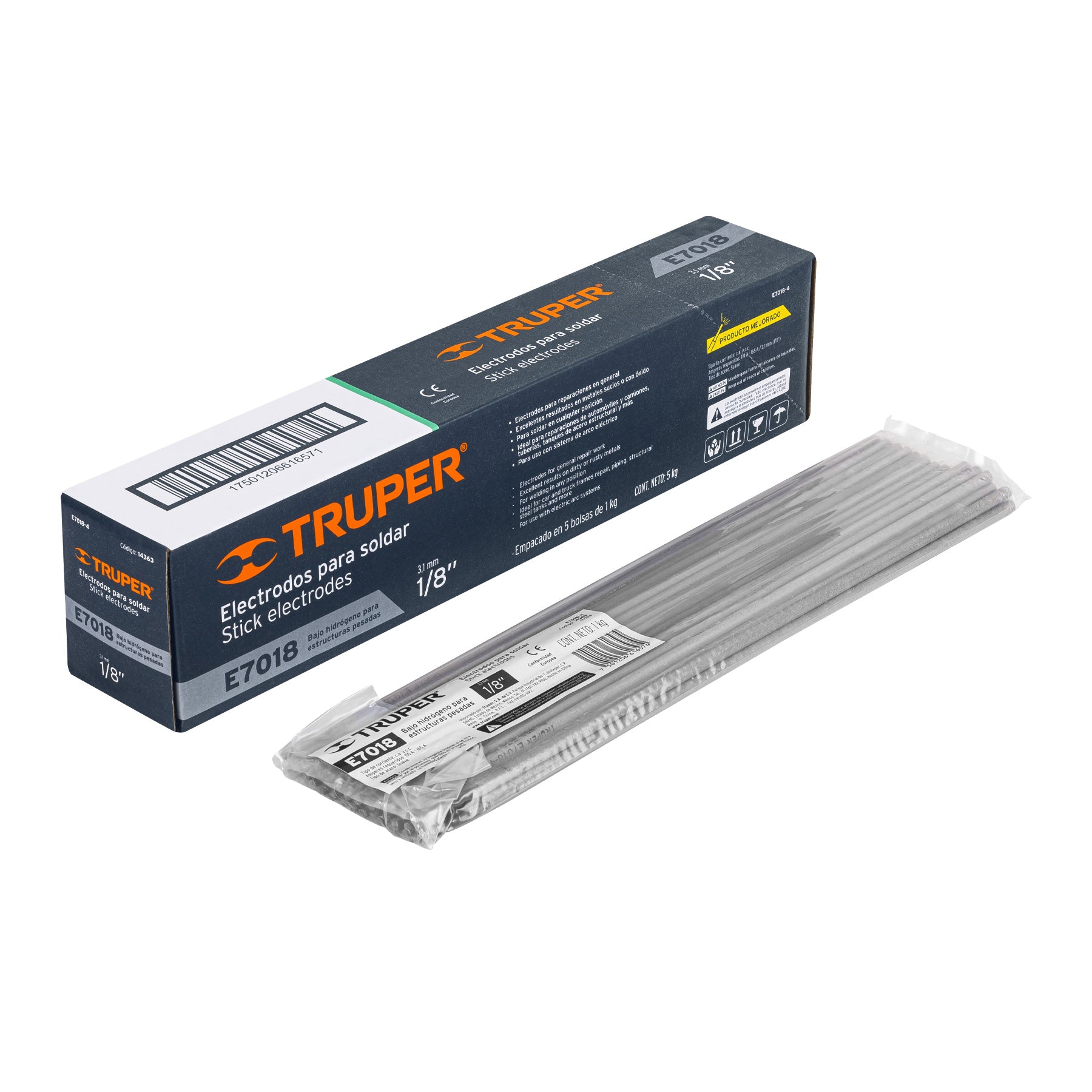 Bolsa con 1 kg de electrodos 7018 de 1/8", Truper