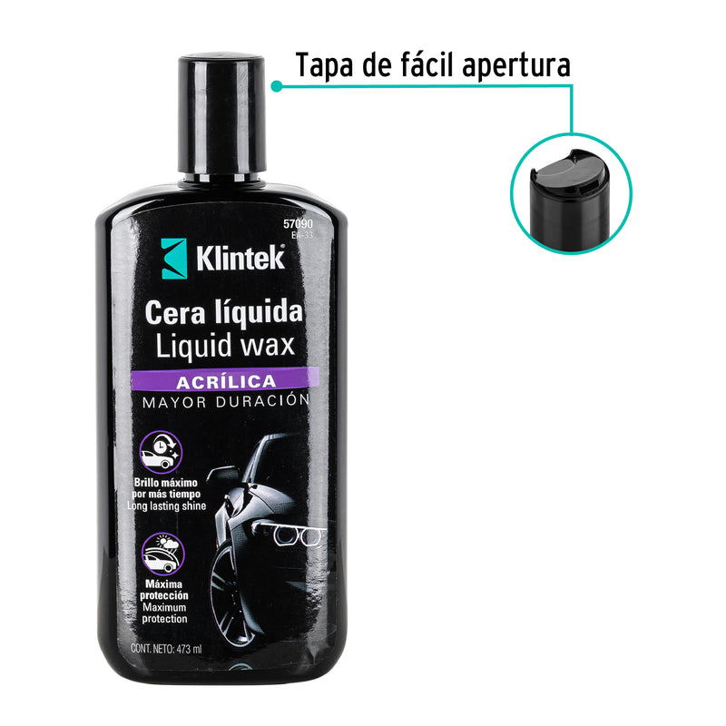 Cera líquida acrílica para auto,  473 ml,  Klintek