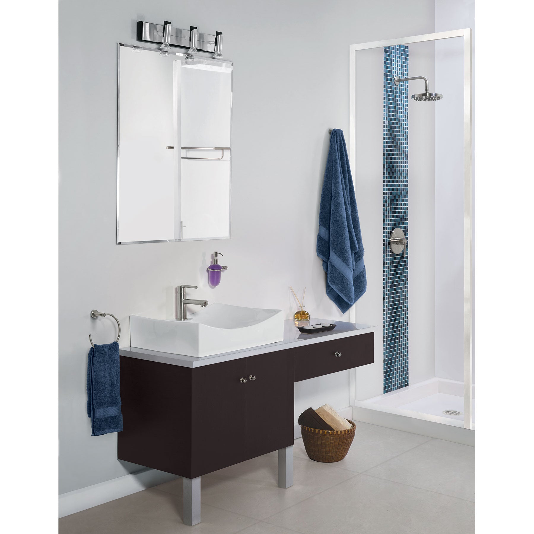Juego de 6 accesorios para baño acabado satín, Foset Element