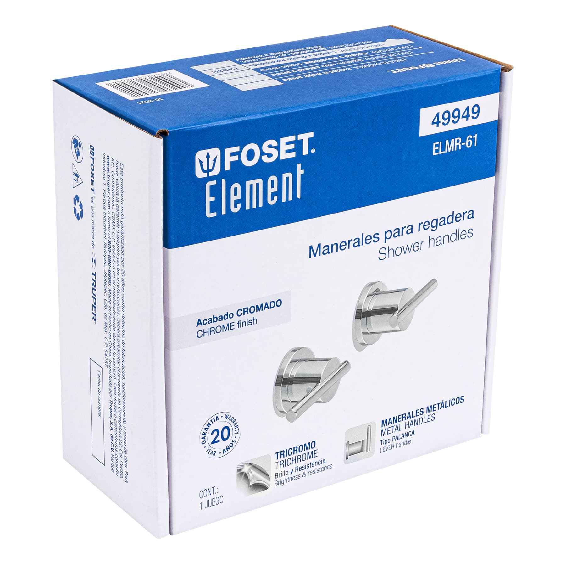 Juego de manerales de palanca para regadera, cromo, Element