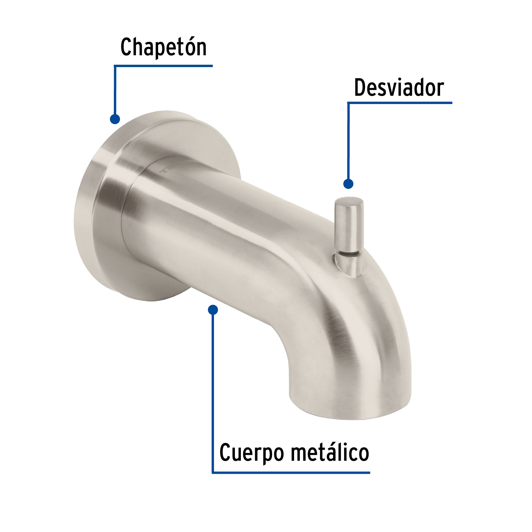 Salida de tina con desviador, satín, Foset ELEMENT