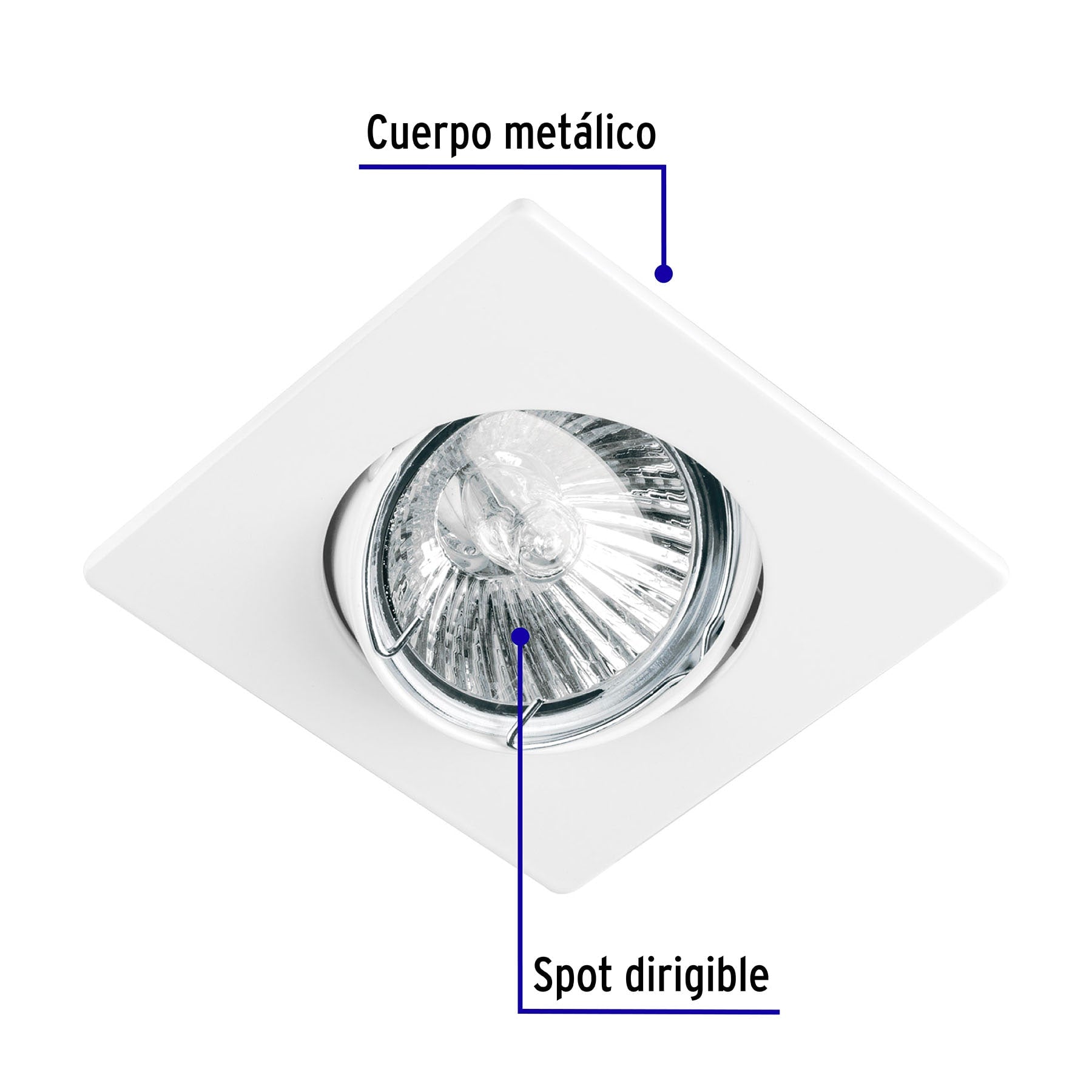 Luminario cuadrado blanco spot dirigible,lámpara no incluida