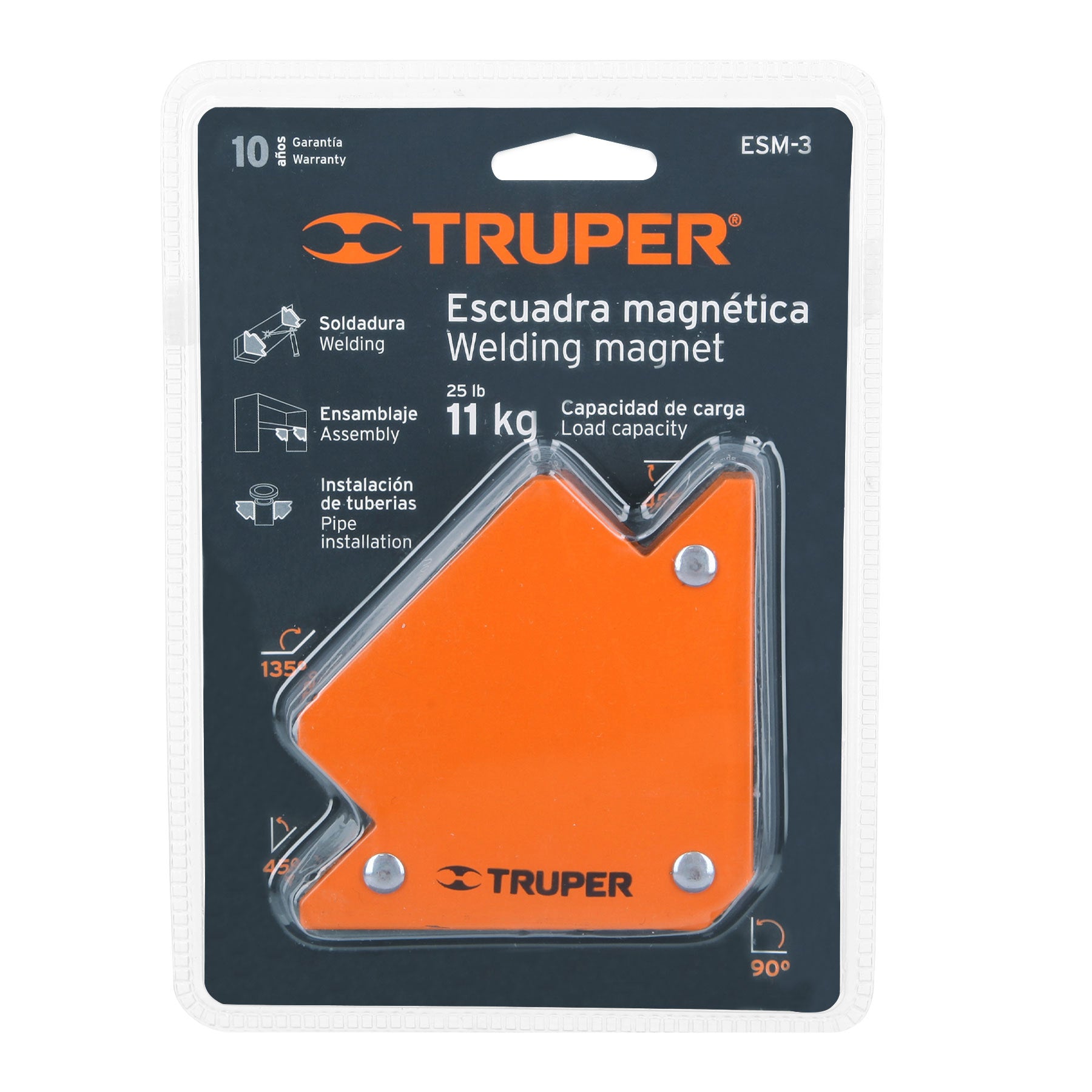 Escuadra magnética 3" para soldar, capacidad 11 kg, Truper