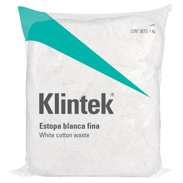 Bolsa de 1 kg de estopa color blanca,  Klintek