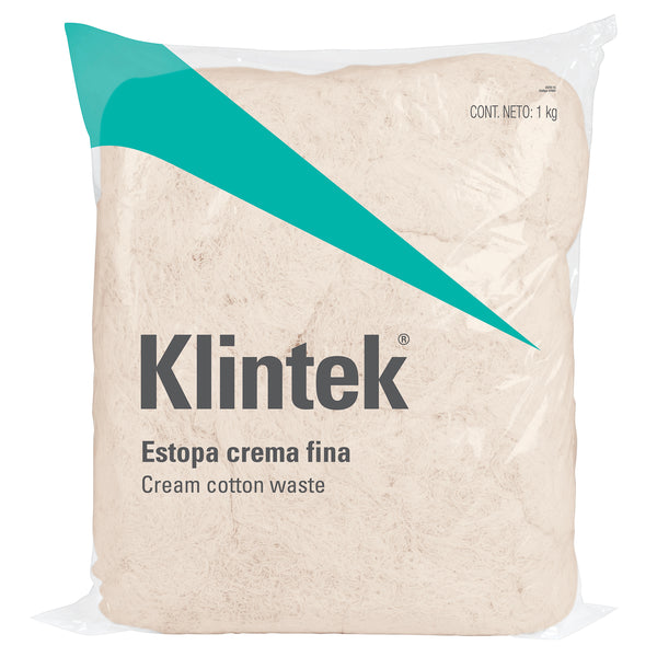 Bolsa de 1 kg de estopa color crema,  Klintek