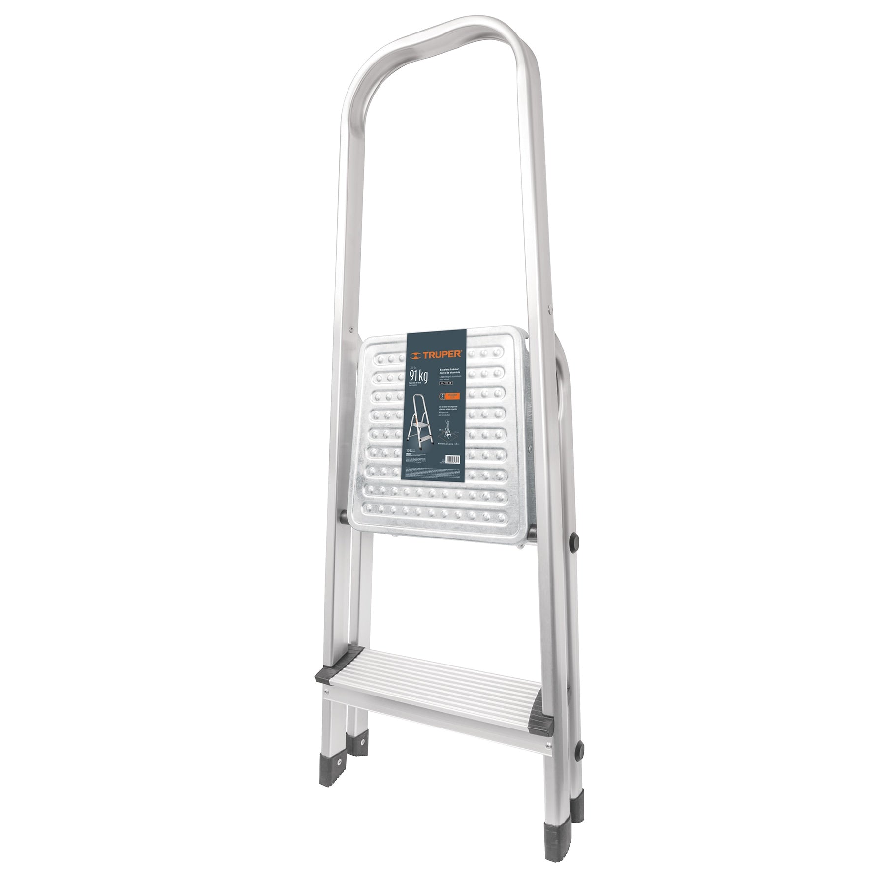 Escalera tubular plegable, 2 peldaños, aluminio, Truper
