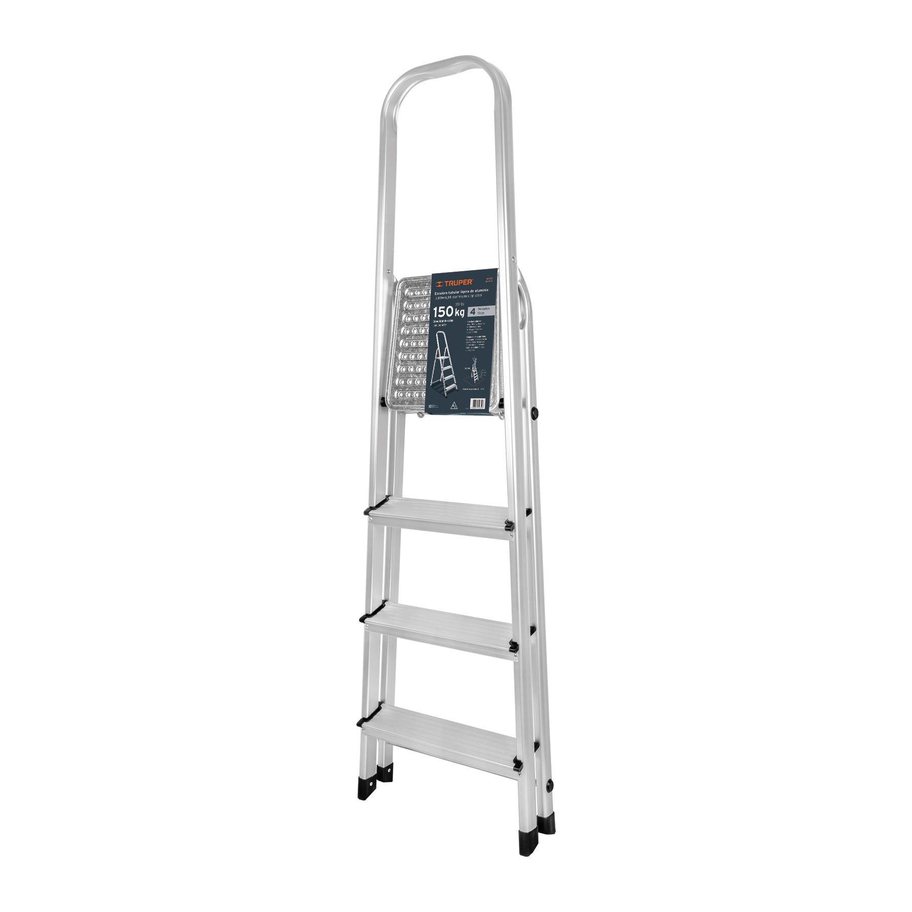 Escalera tubular plegable, 4 peldaños, aluminio, Truper