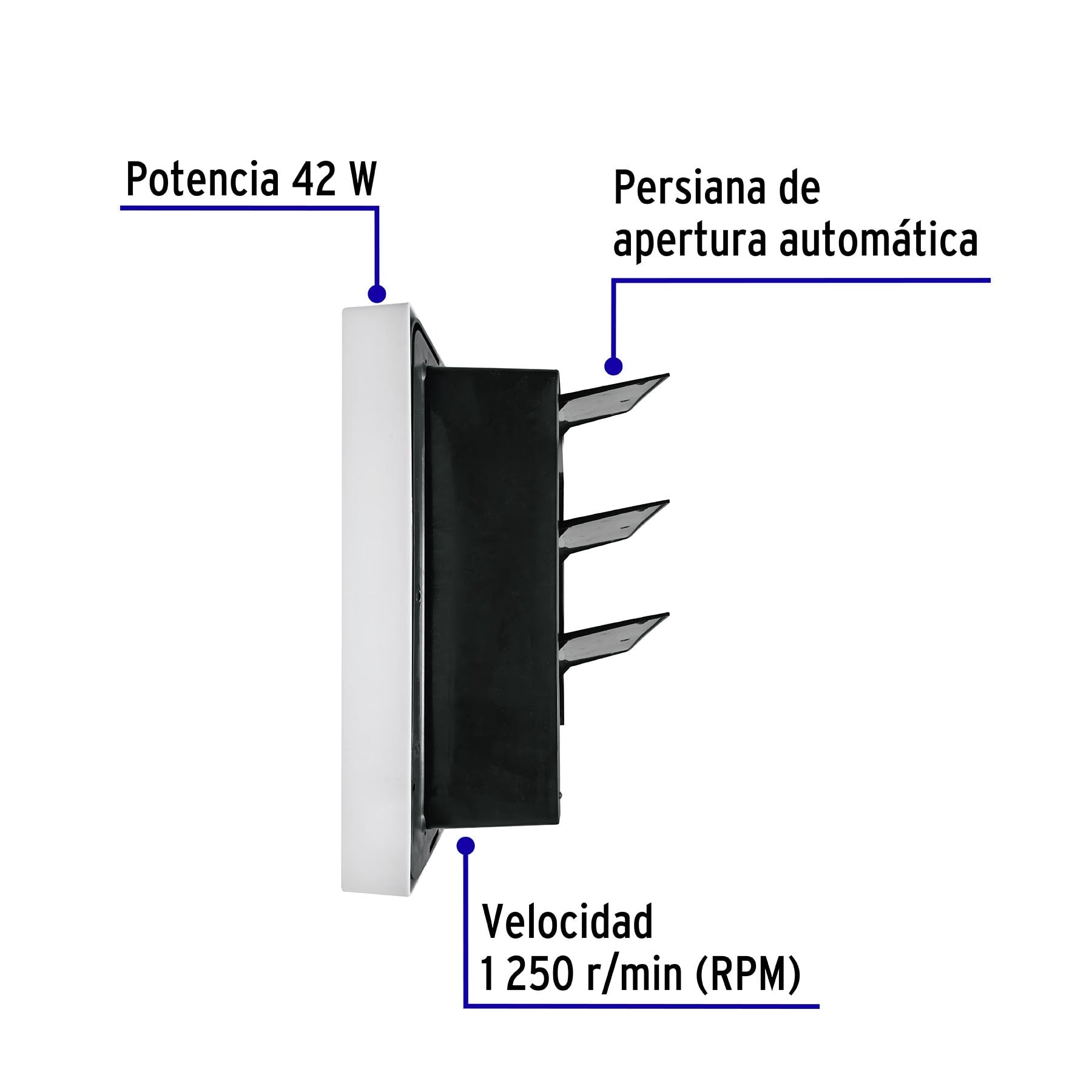 Extractor de aire de 12",blanco, VOLTECK