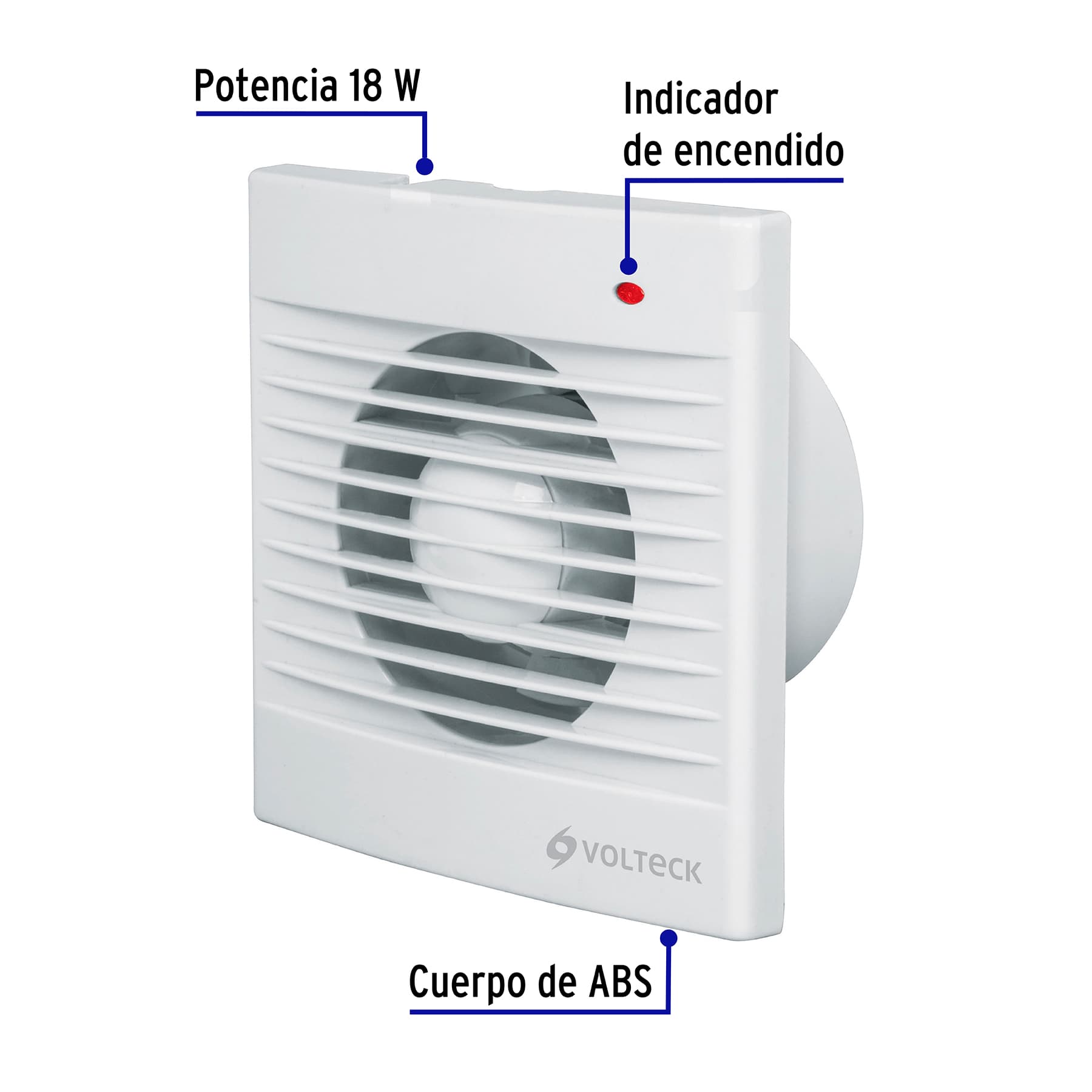 Extractor de aire de 4", blanco, VOLTECK