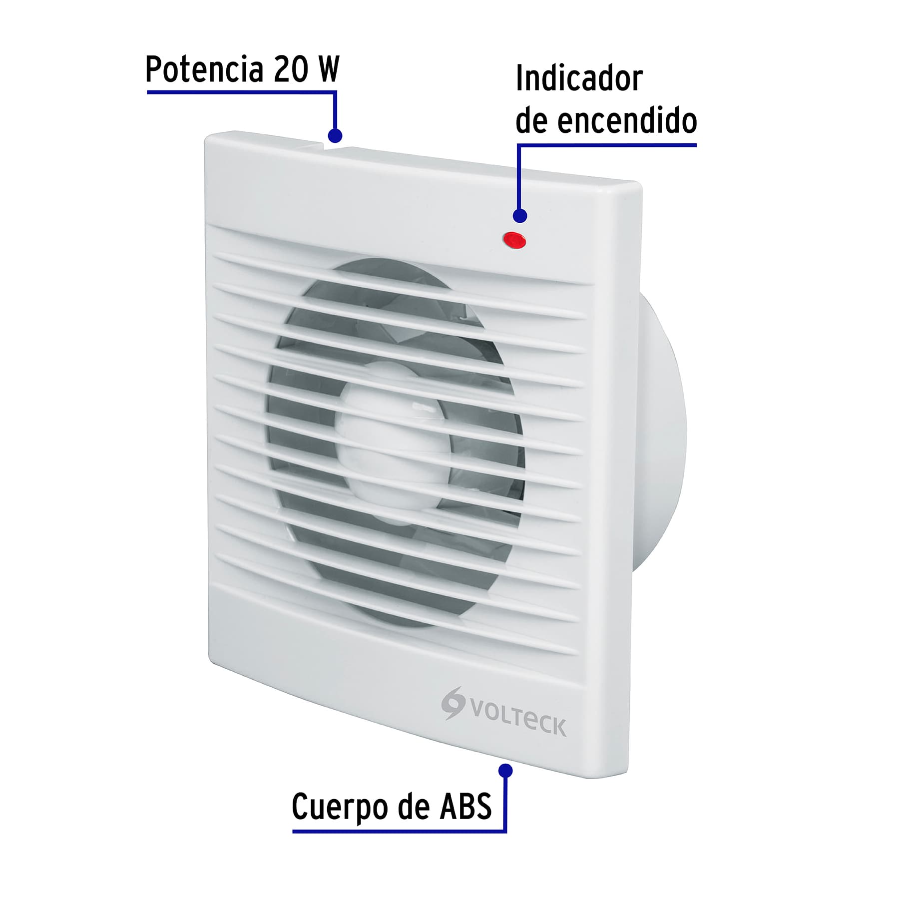 Extractor de aire de 5", blanco, VOLTECK