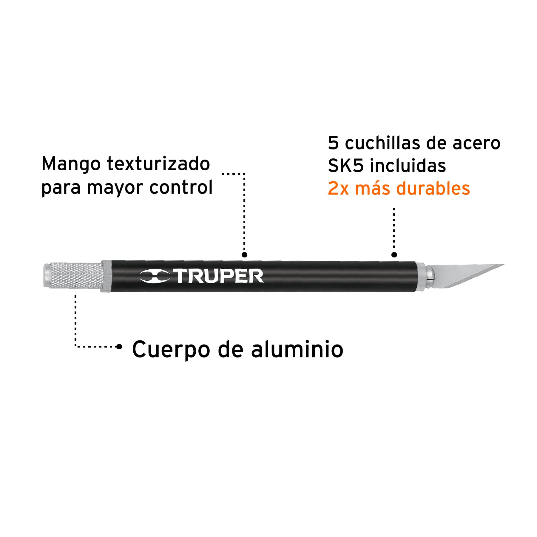 Exacto 6" profesional con 5 cuchillas de acero SK5, Truper