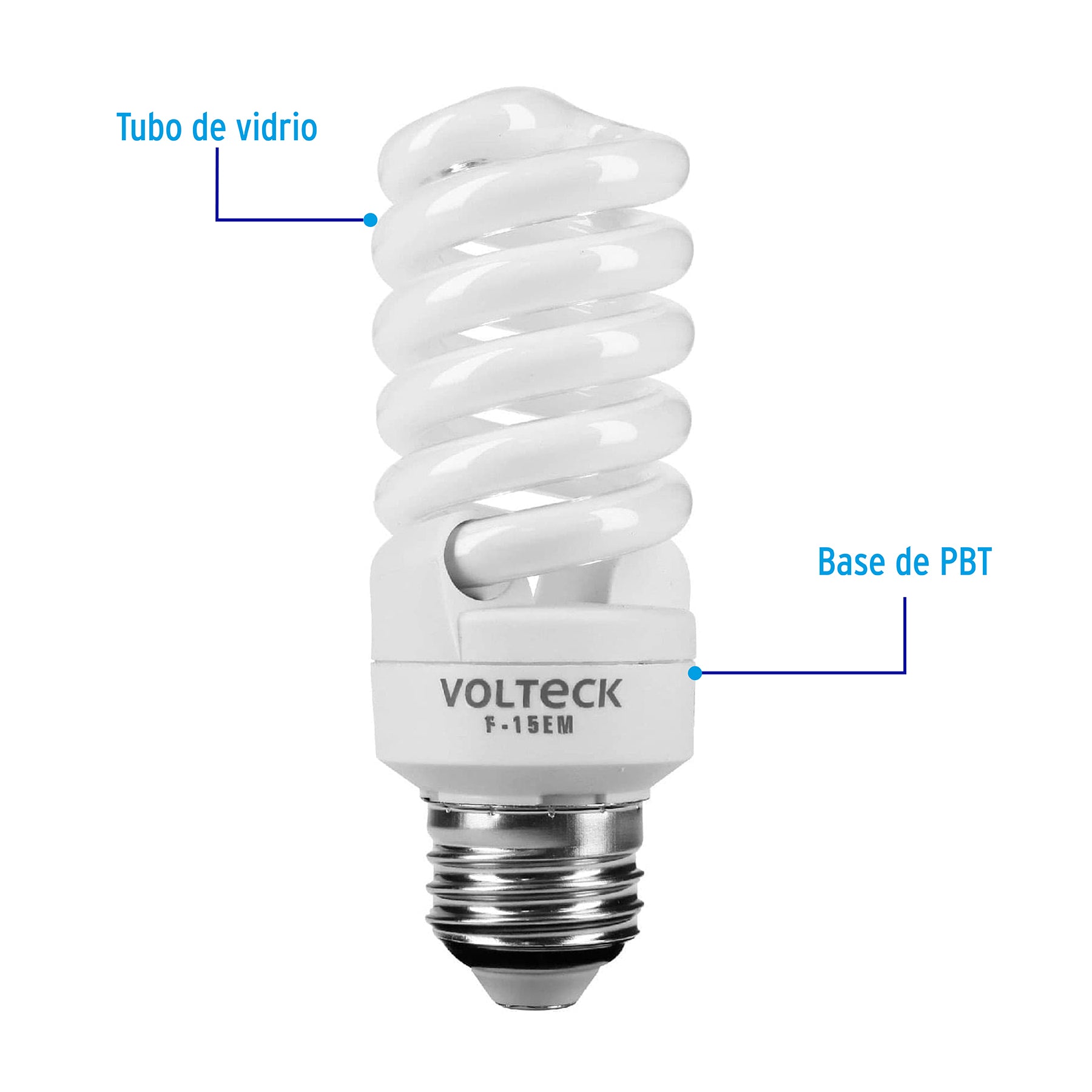 Pack de 6 lámparas espiral mini T2 15 W luz de día, en caja
