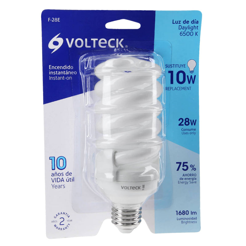 Lámpara espiral T4 28 W luz de día en blíster,  Volteck