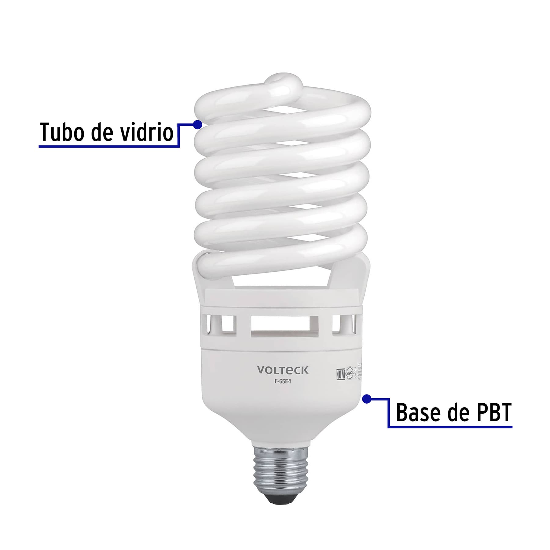 Lámpara espiral T4 65 W alta potencia luz de día, caja