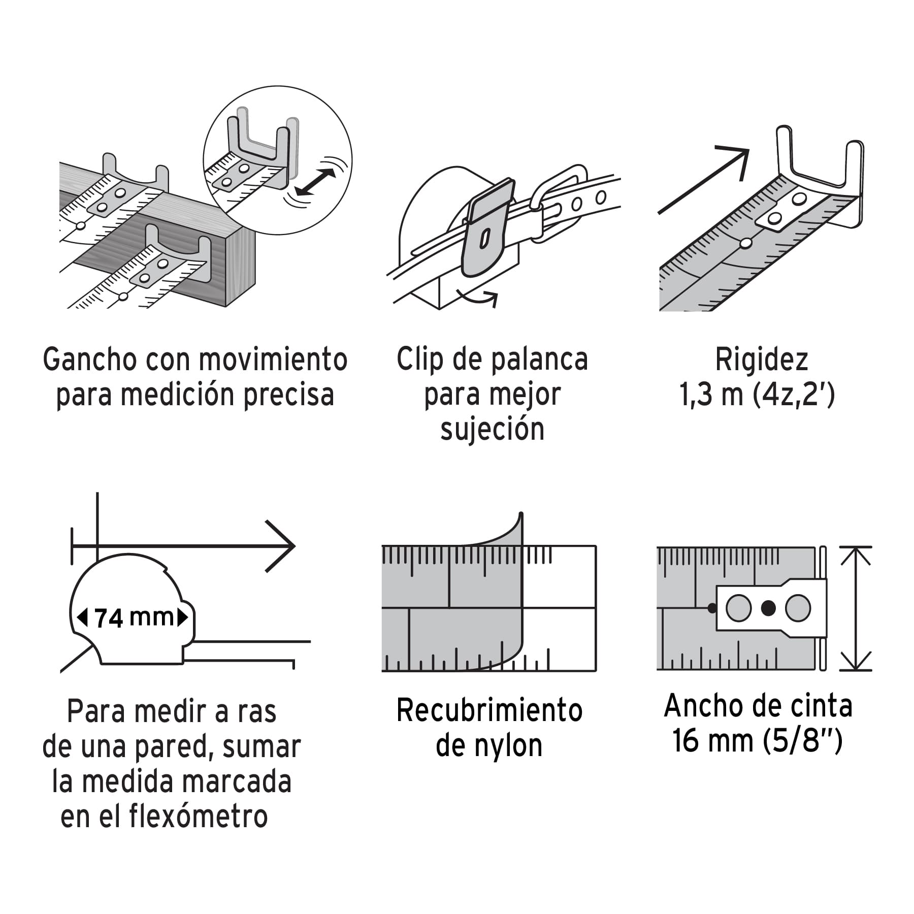 Flexómetro Auto-Lock contra impactos 3 m cinta 16 mm, Truper