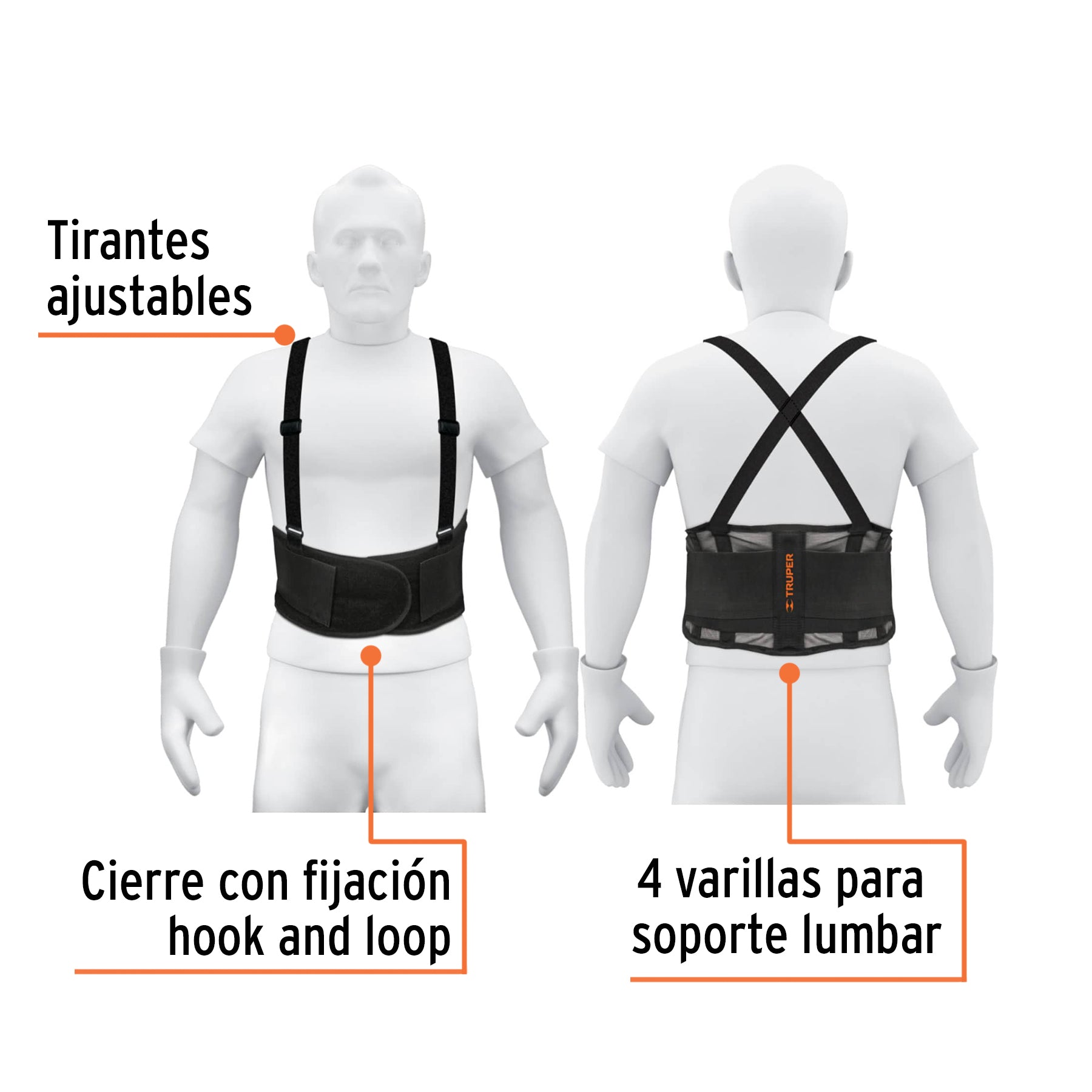 Faja lumbar de malla transpirable, talla XG, Truper