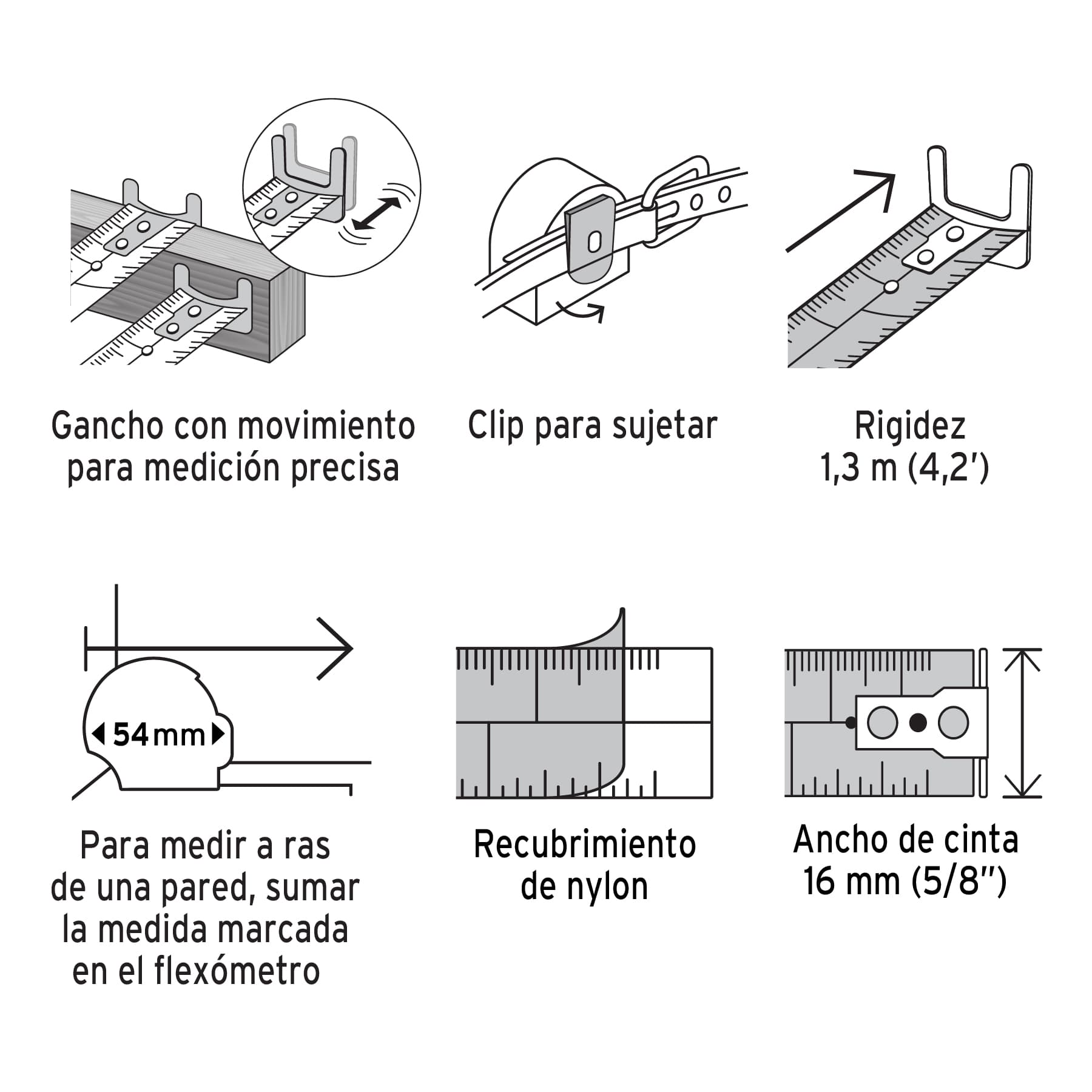 Flexómetro compacto contra impactos 3 m cinta 16 mm, Truper