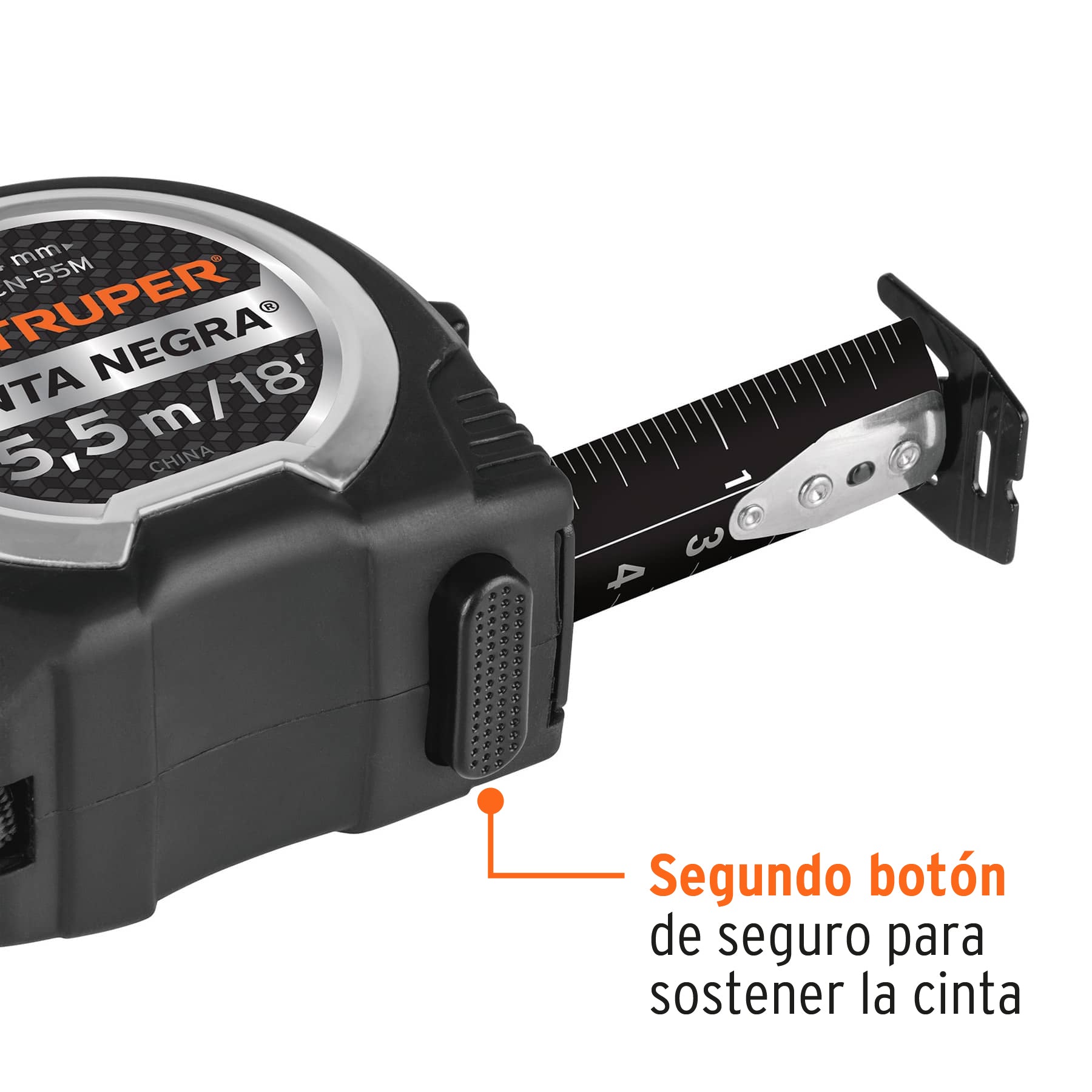 Flexómetro contra impactos 8 m, Cinta Negra 25 mm, Truper