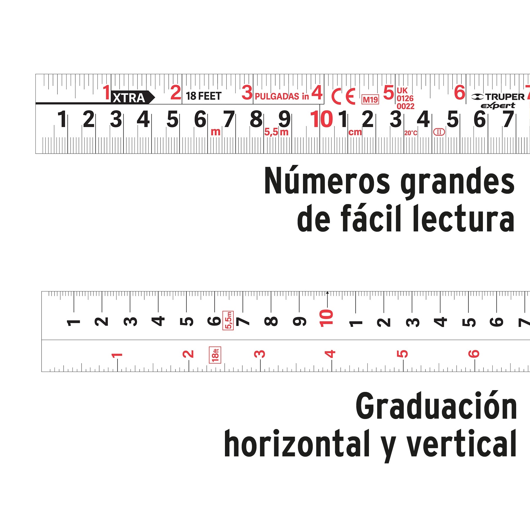 Flexómetro XTRA 5.5 m cinta extra ancha 28 mm, Truper