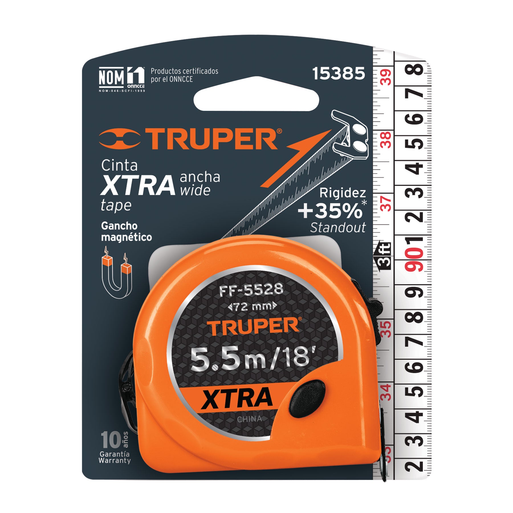 Flexómetro XTRA 5.5 m cinta extra ancha 28 mm, Truper