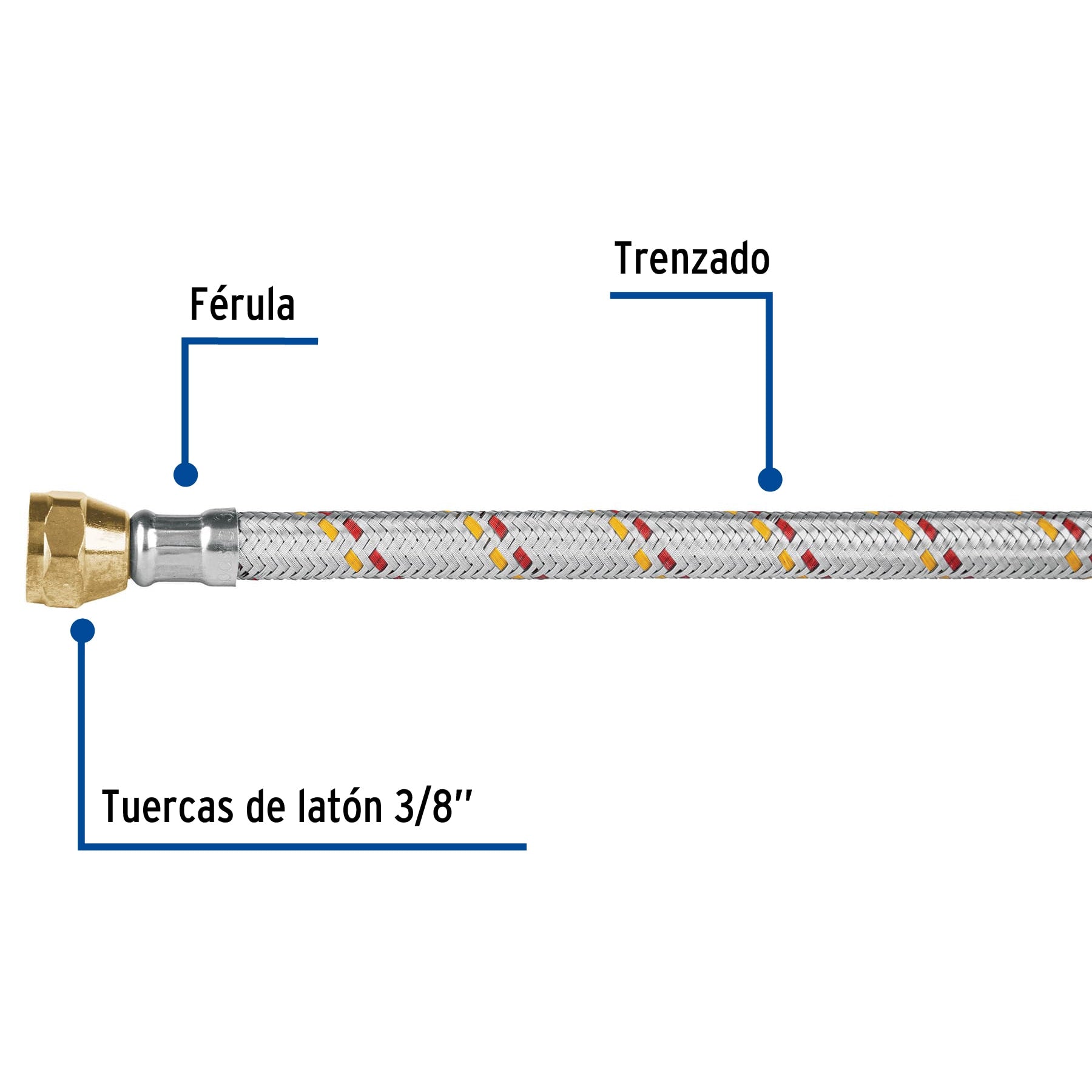 Manguera para gas, aluminio, 3/8", 60 cm, Foset Basic