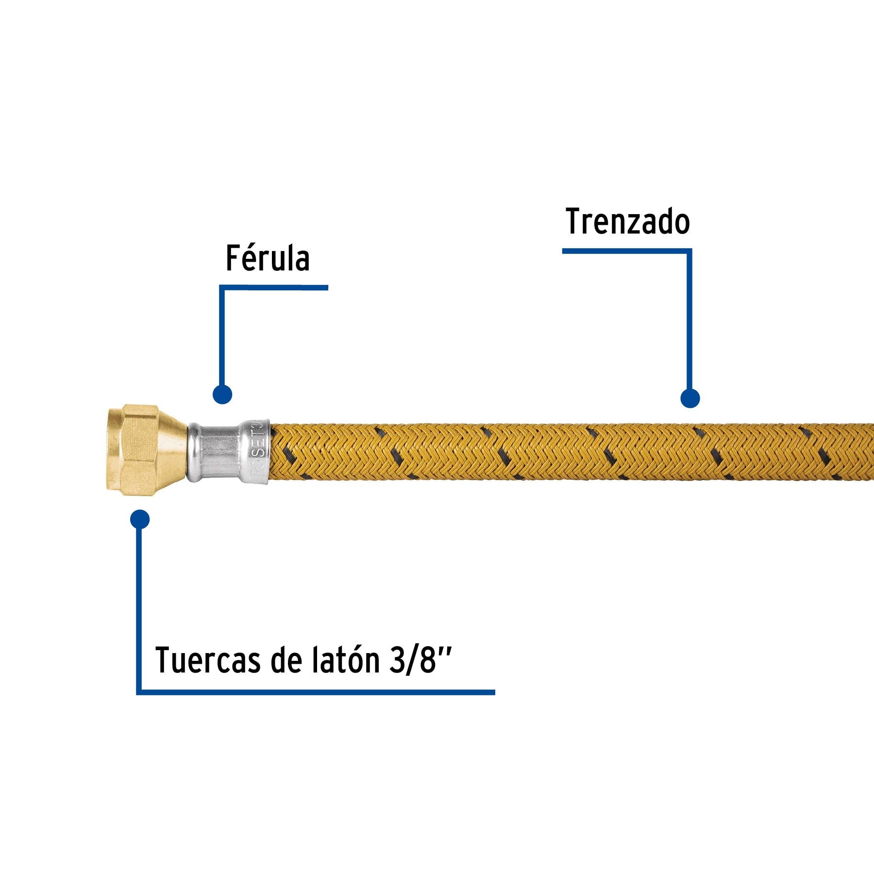 Manguera para gas, vinilo, 3/8" x 3/8", 100 cm, Foset