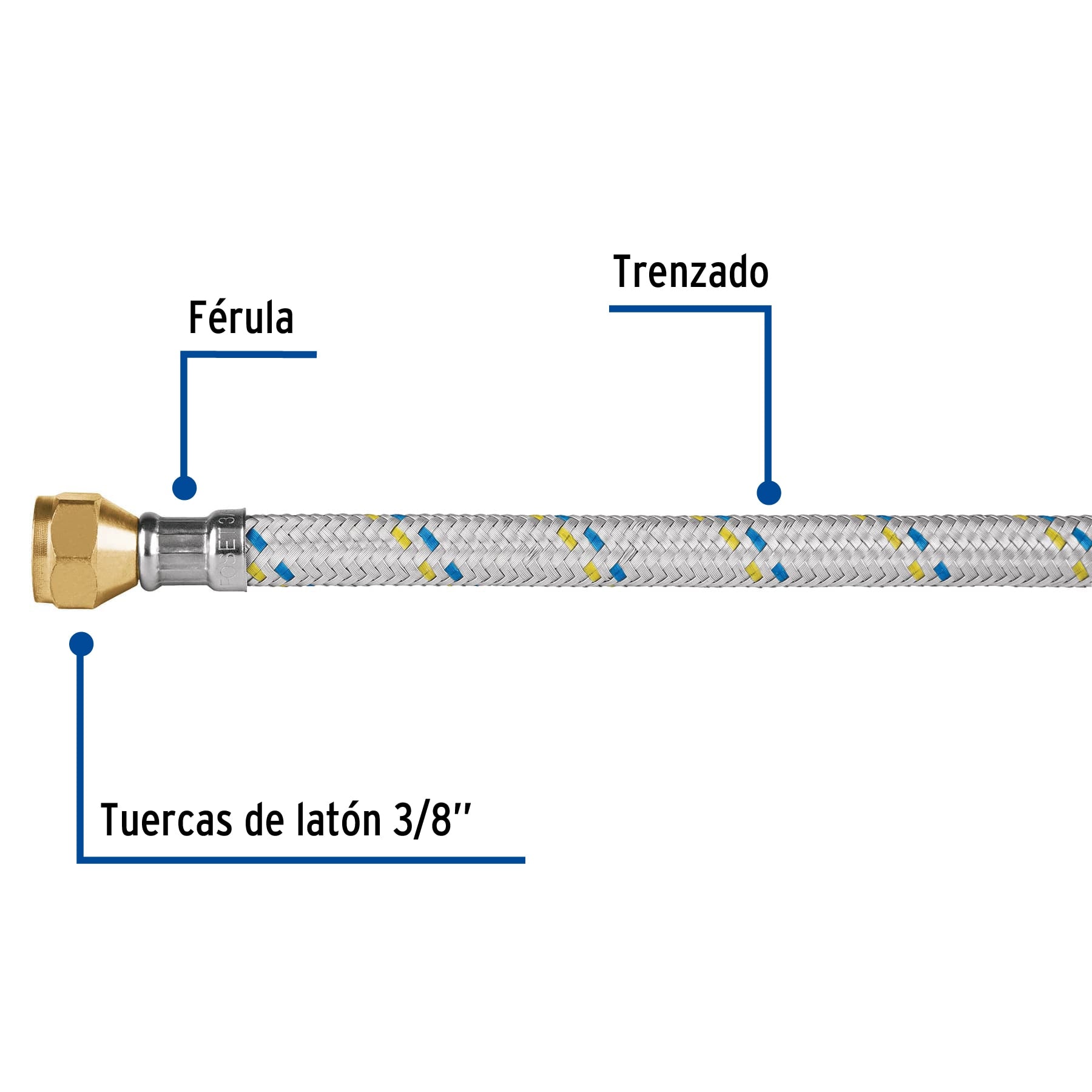 Manguera para gas, aluminio, 3/8" x 3/8", 100 cm, Foset