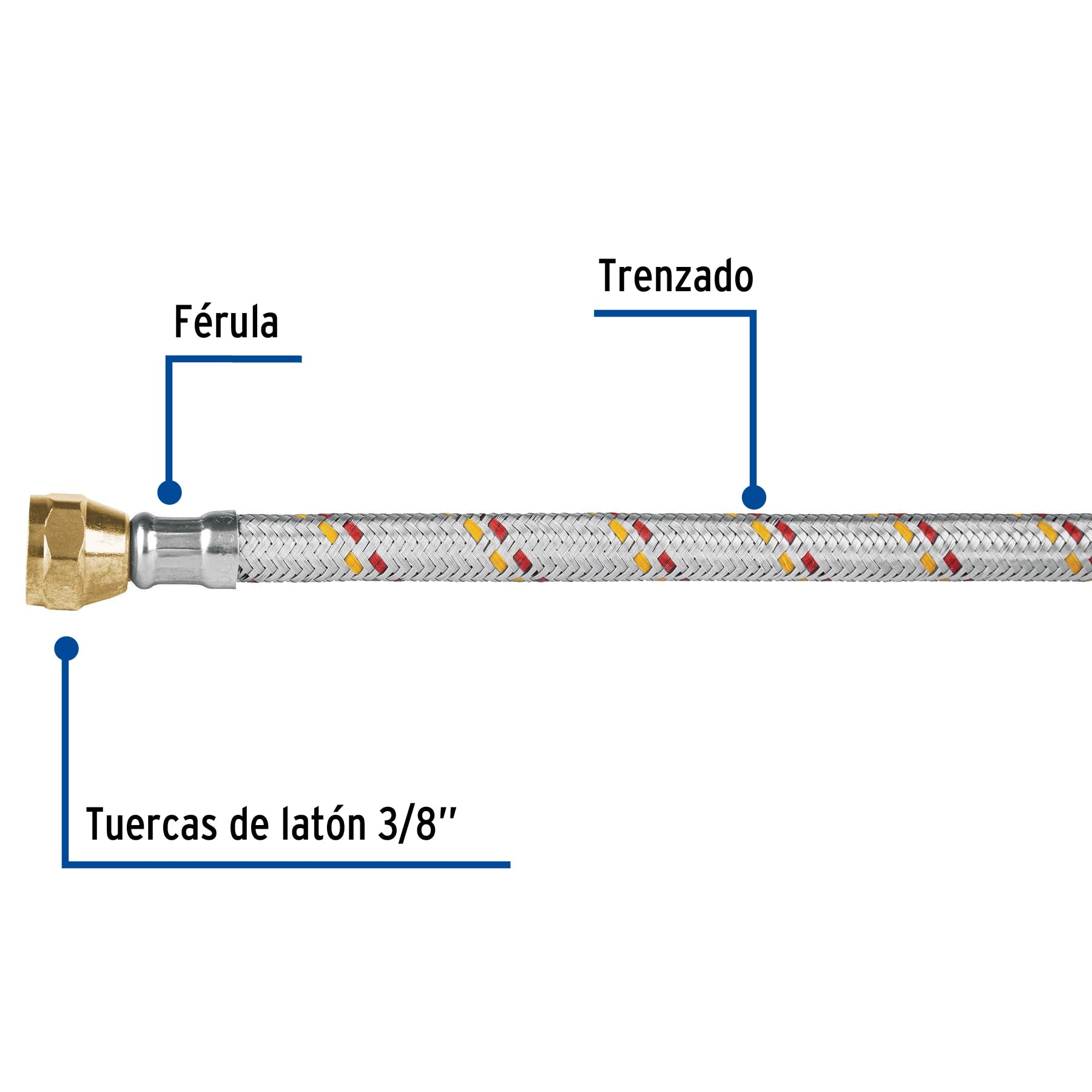 Manguera para gas, aluminio, 3/8", 200 cm, Foset Basic