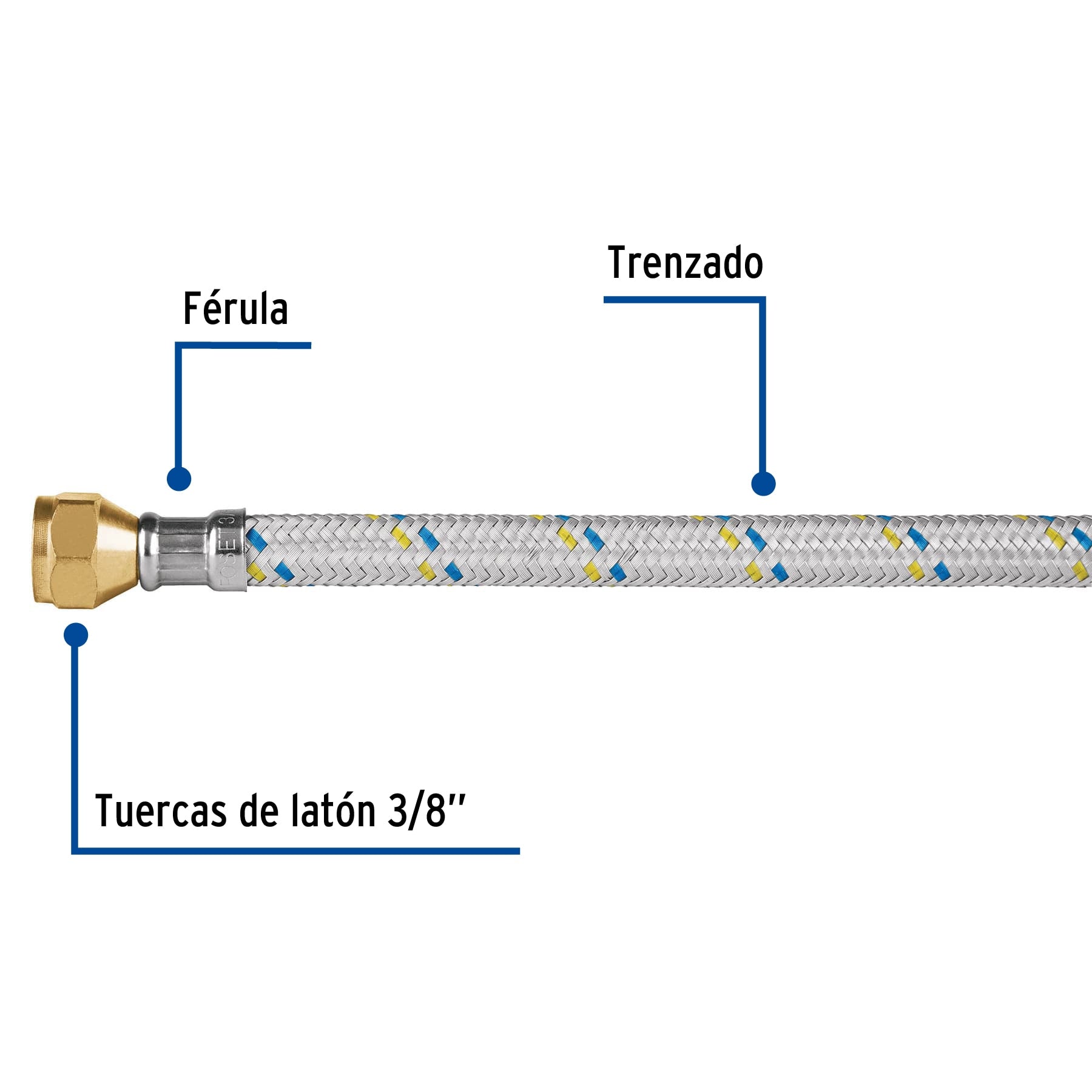 Manguera para gas, aluminio, 3/8" x 3/8", 300 cm, Foset