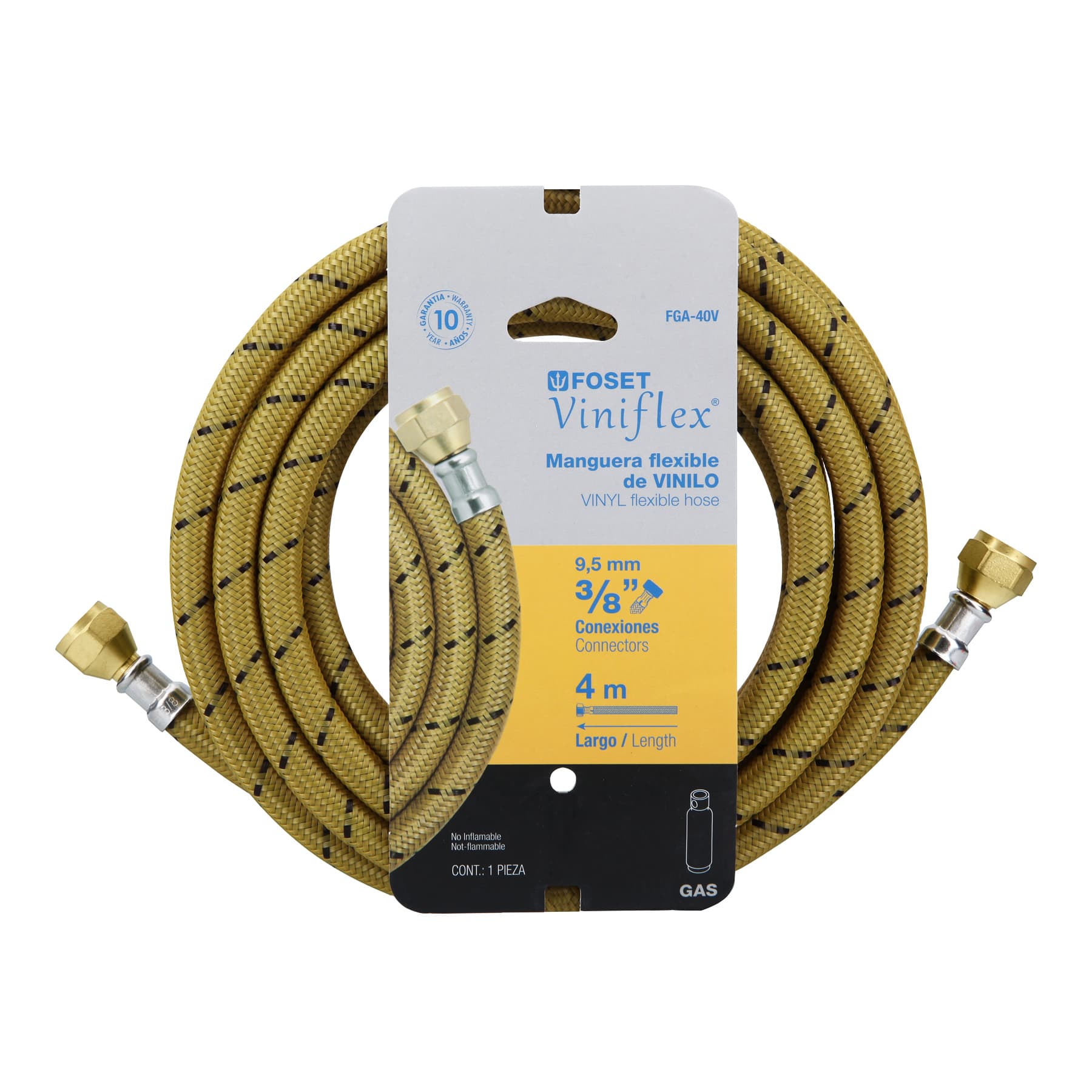 Manguera para gas, vinilo, 3/8" x 3/8", 400 cm, Foset