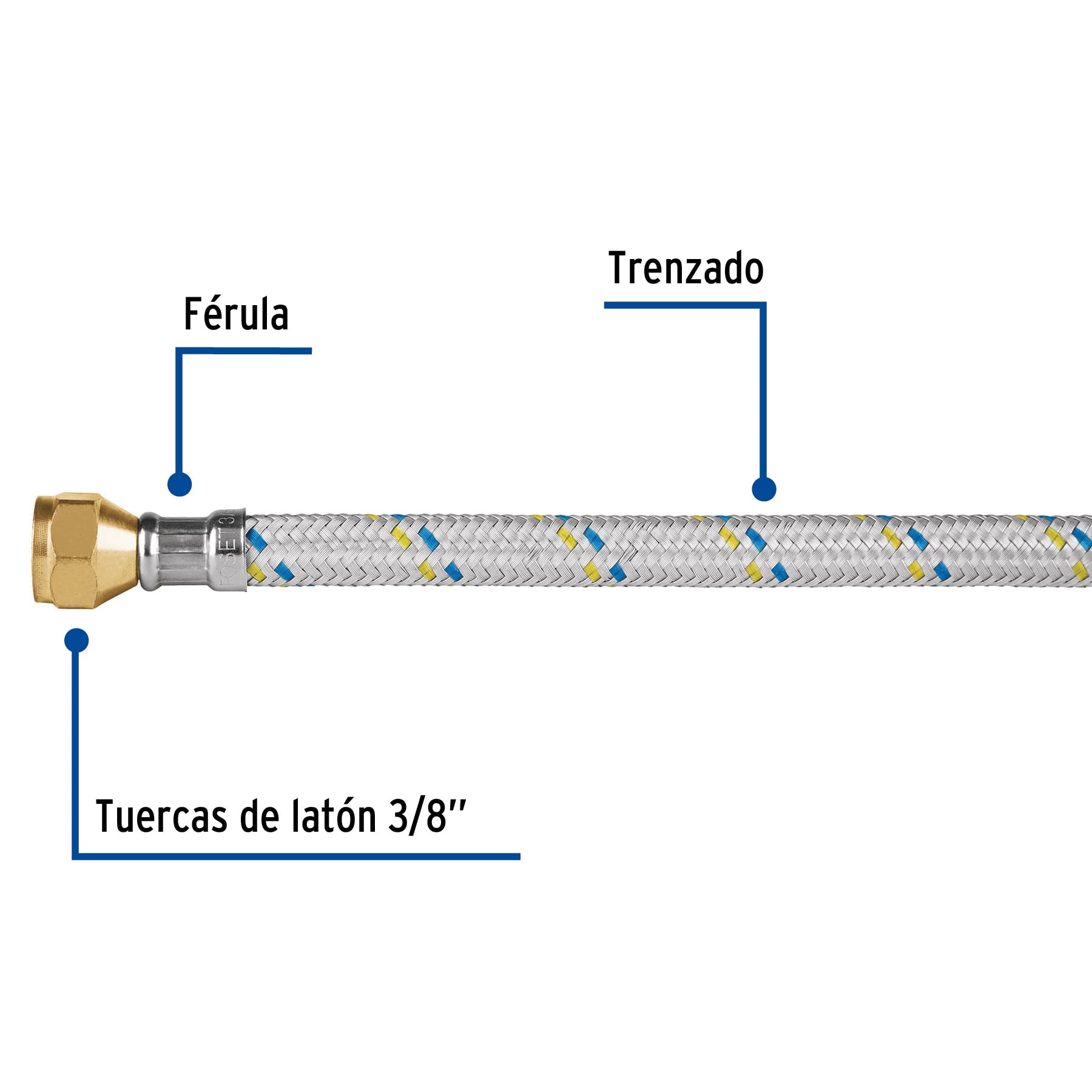 Manguera para gas, aluminio, 3/8" x 3/8", 400 cm, Foset