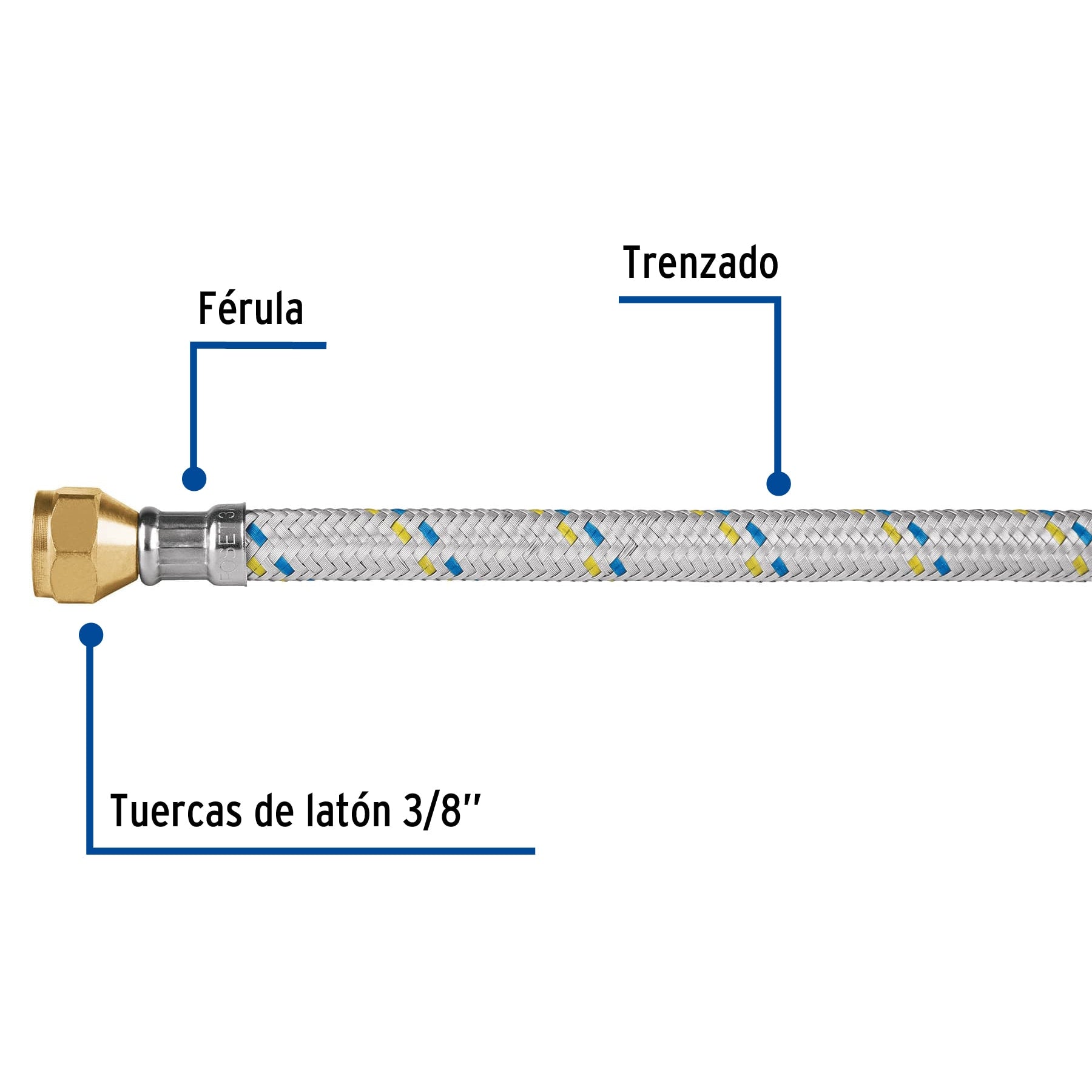 Manguera para gas, aluminio, 3/8" x 3/8", 500 cm, Foset