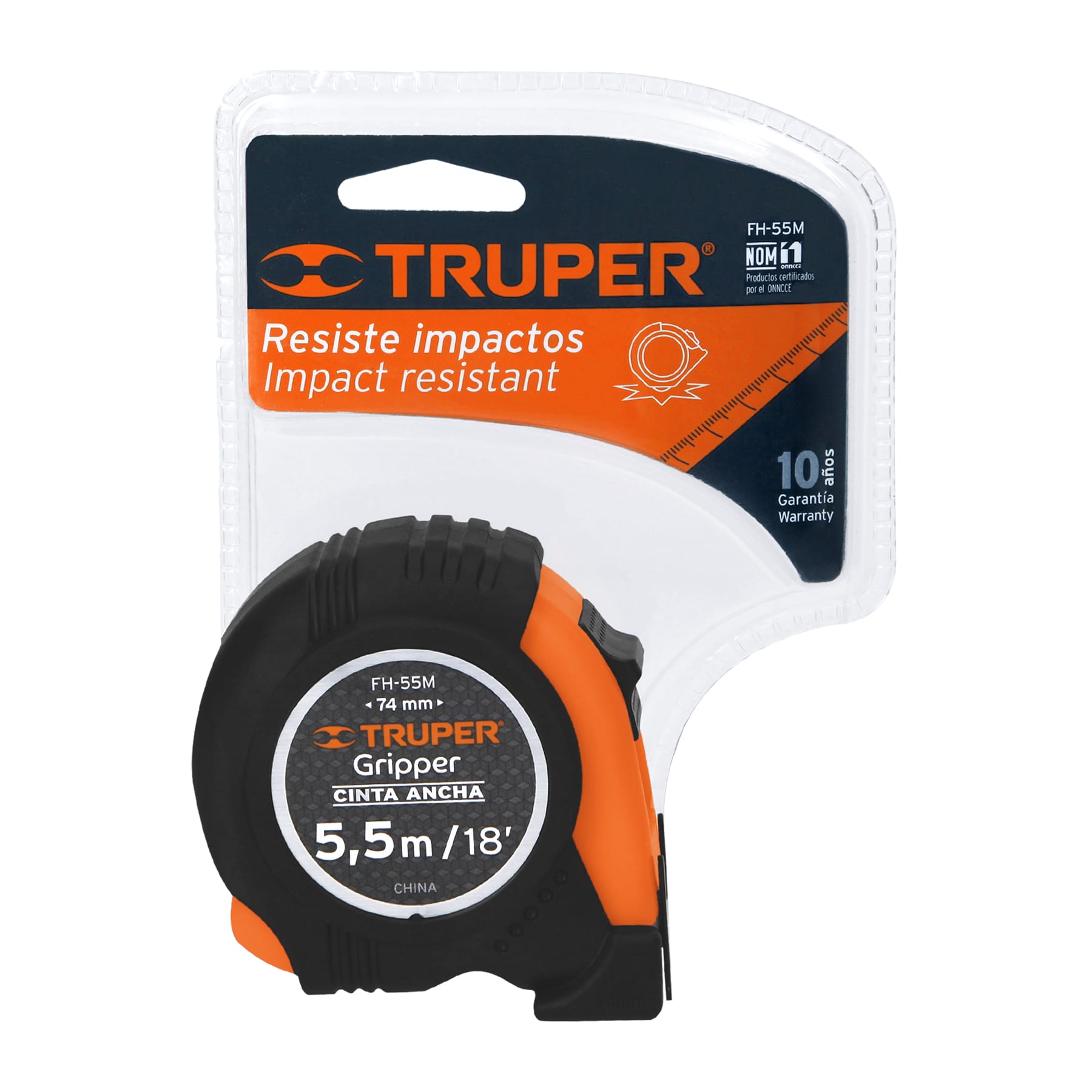 Flexómetro Gripper contra impactos 5.5 m cinta 25 mm, Truper