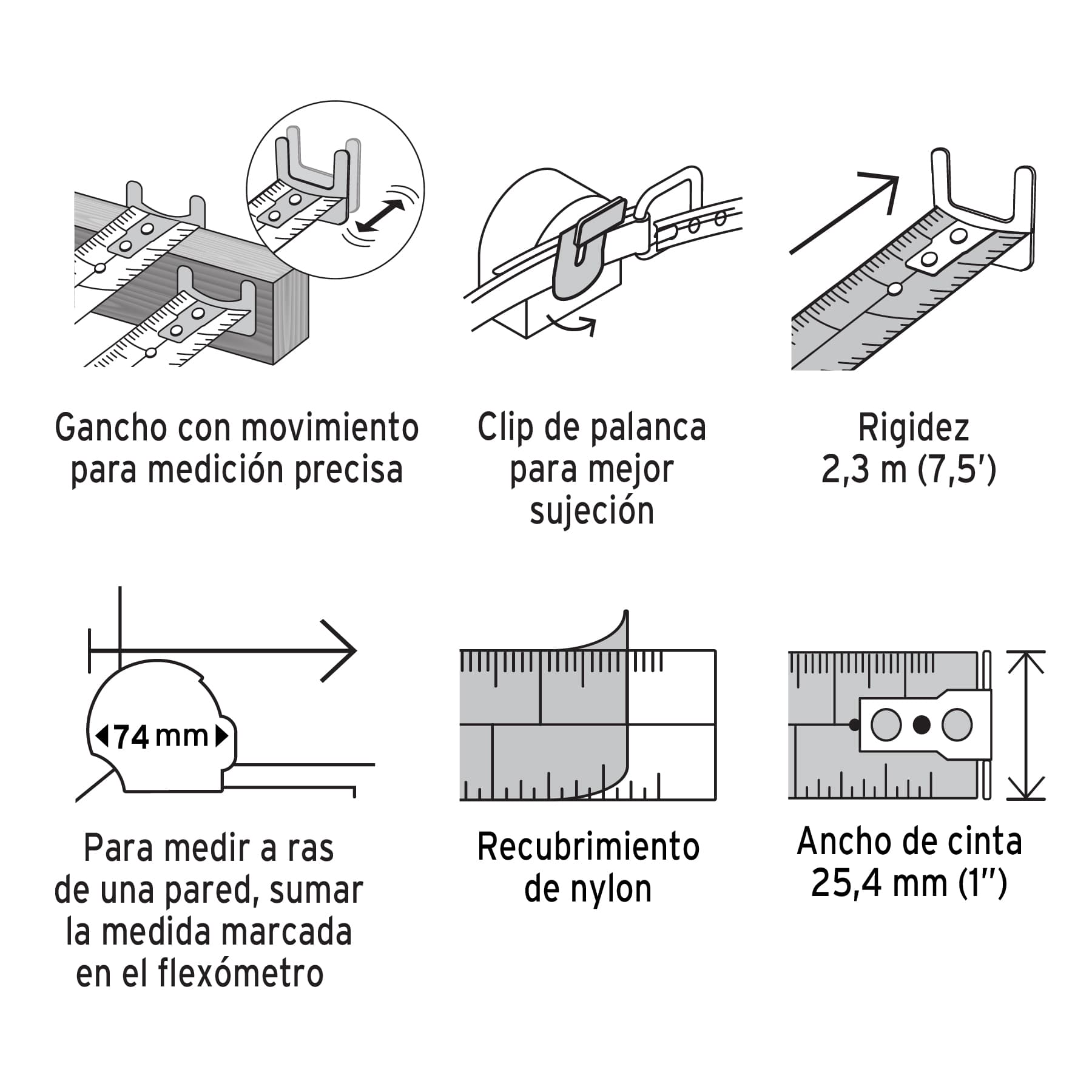 Flexómetro Gripper contra impactos 5.5 m cinta 25 mm, Truper