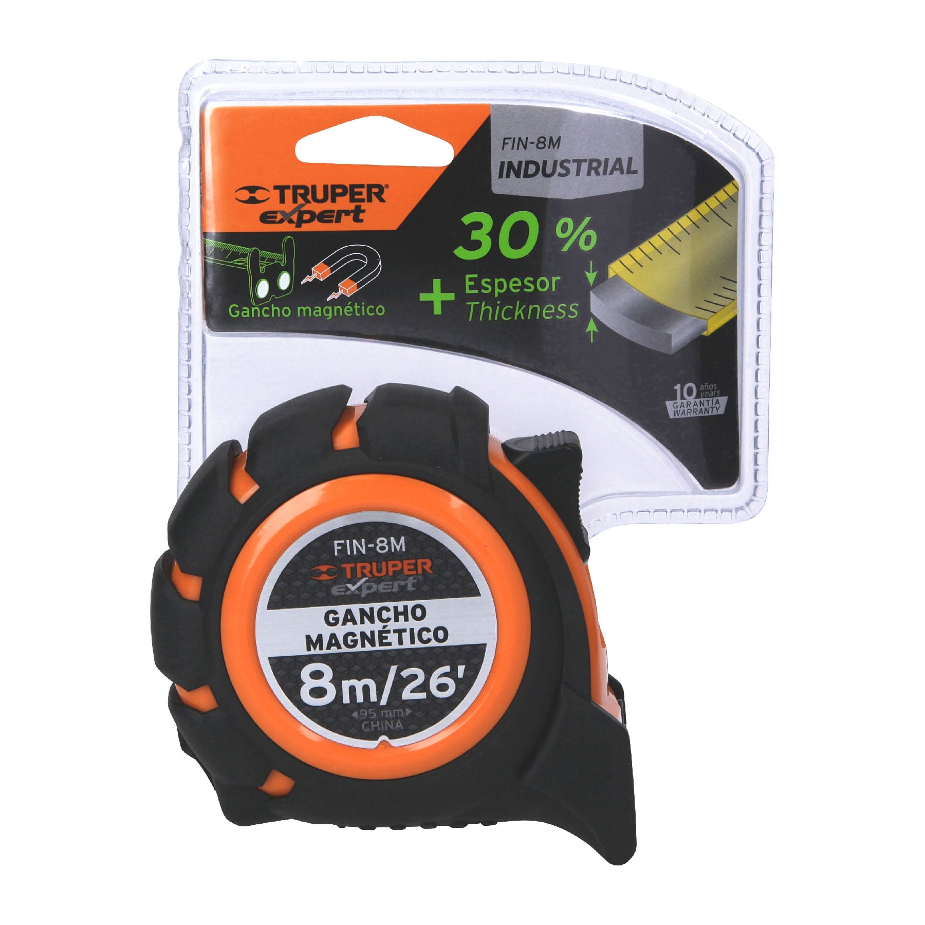 Flexómetro industrial contra impactos 8 m cinta 25 mm