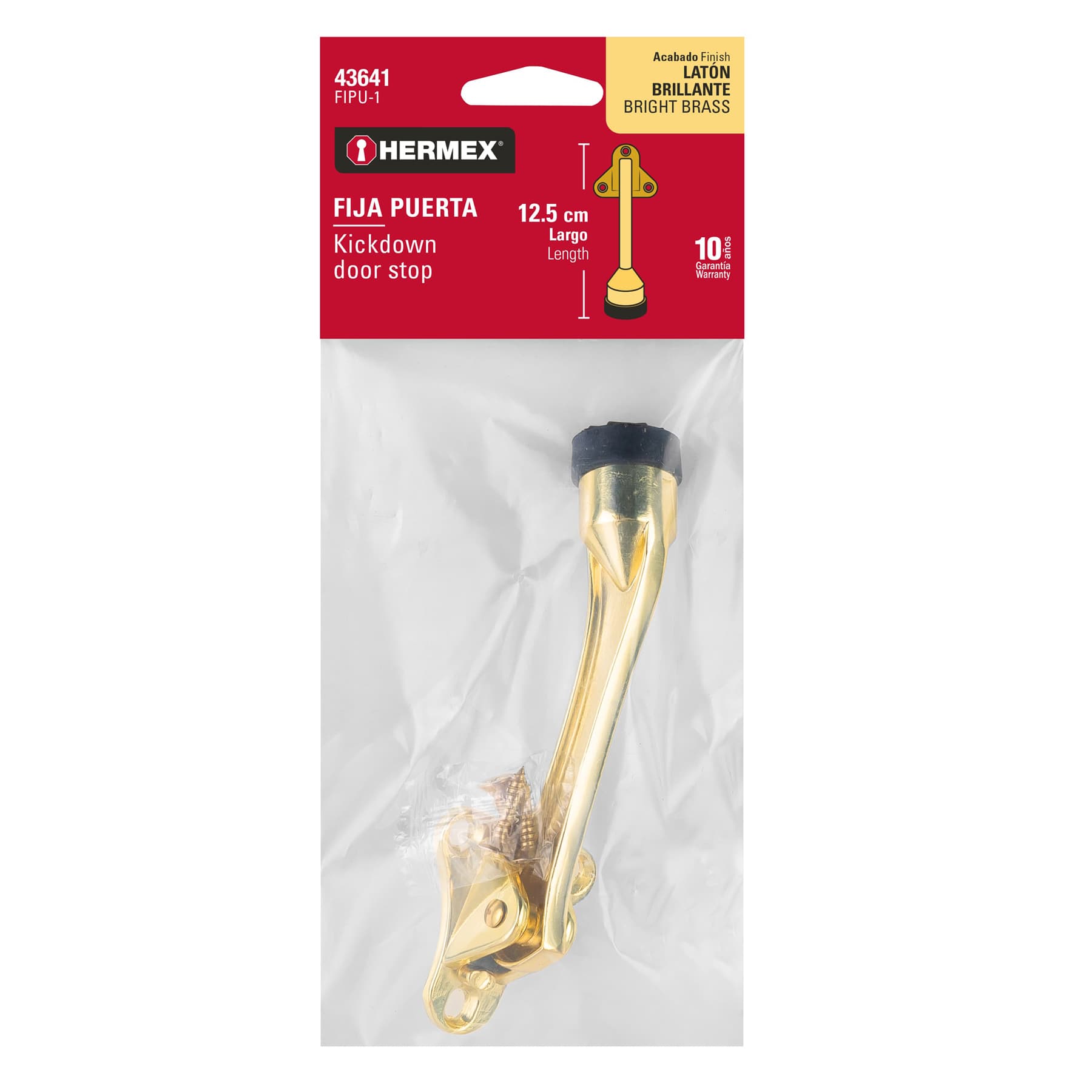 Fijapuerta metálico, acabado latón, Hermex