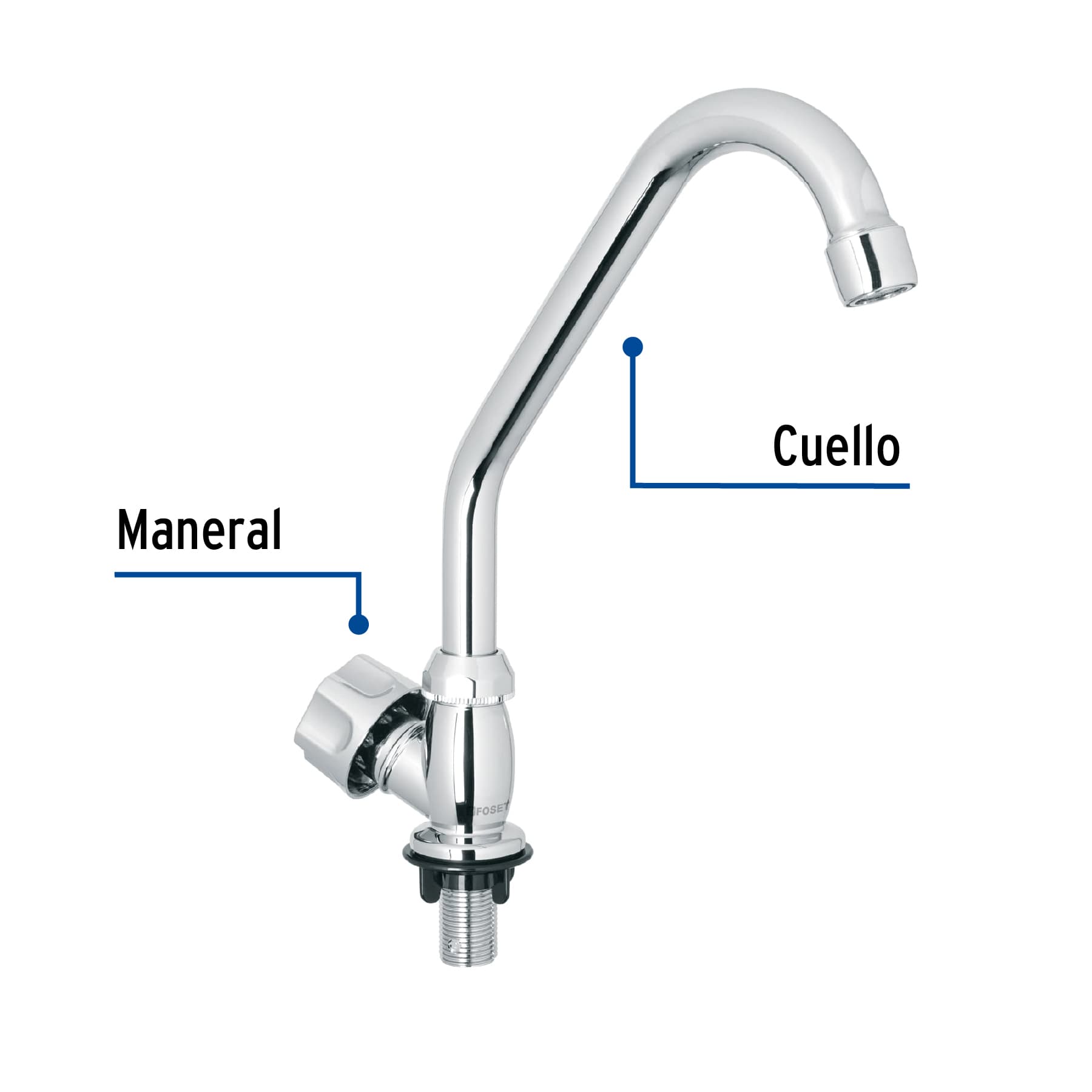 Llave individual fregadero,ABS,cuello corto,hexagonal, BASIC