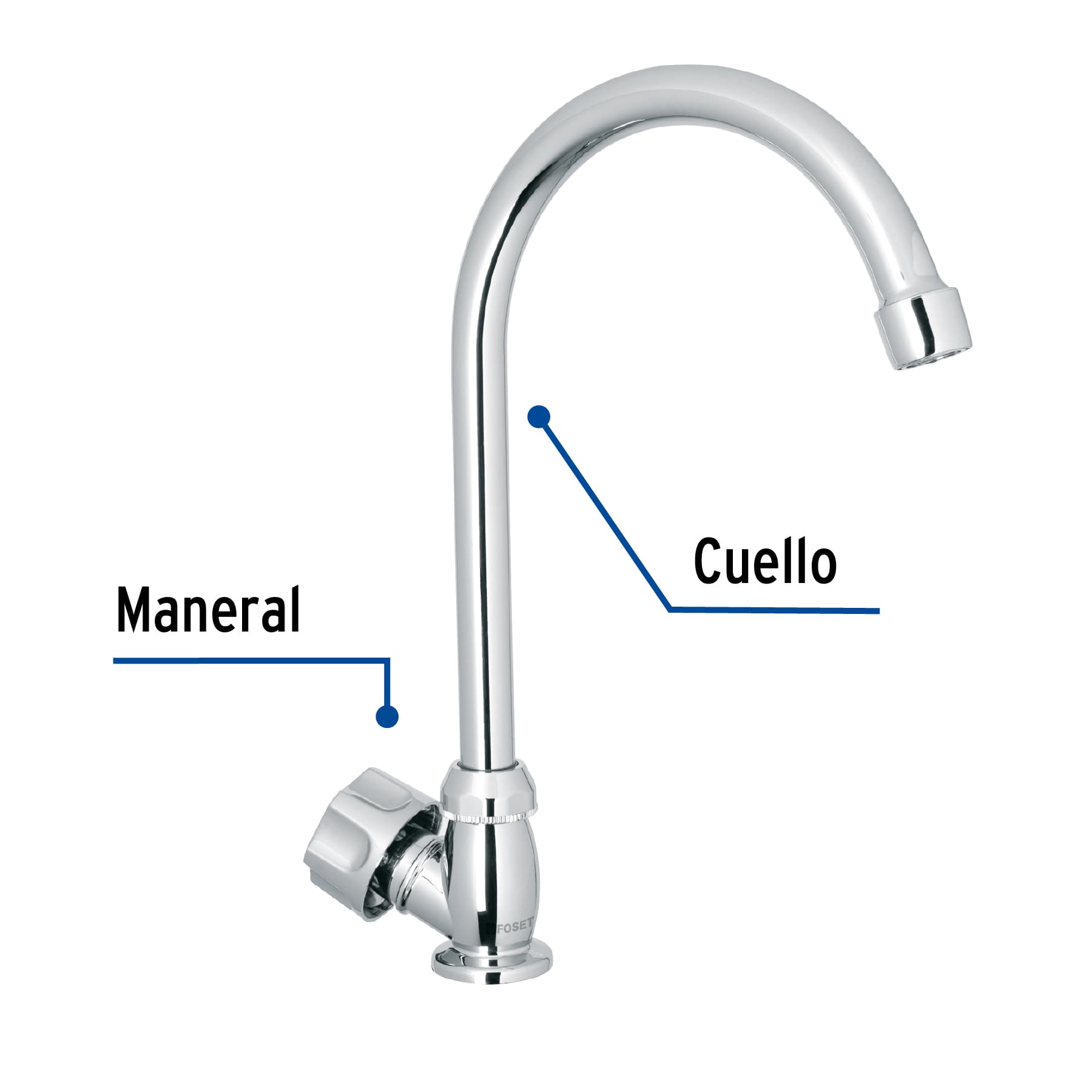 Llave individual fregadero,ABS,cuello curvo,hexagonal, BASIC