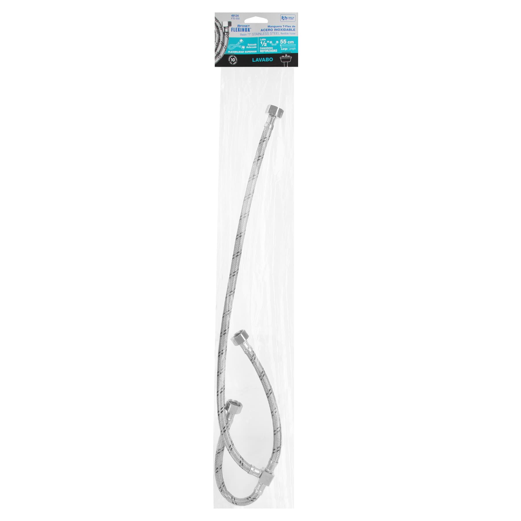 Manguera "T" lavabo/fregadero,acero inoxidable1/2"x1/2"x1/2",55cm